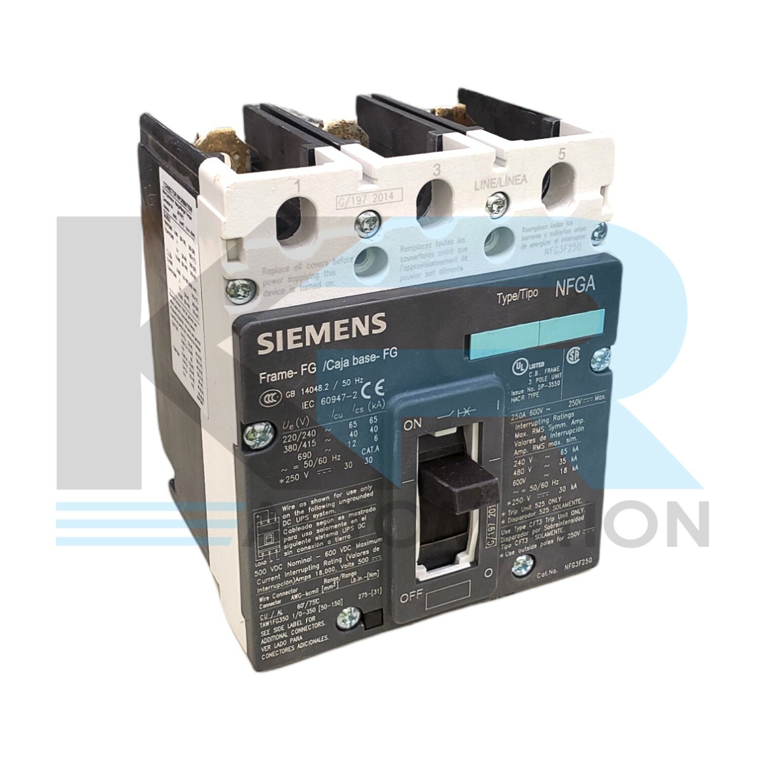 NEW Siemens NFG3F250 Circuit Breaker 250A 600VDC Frame Only