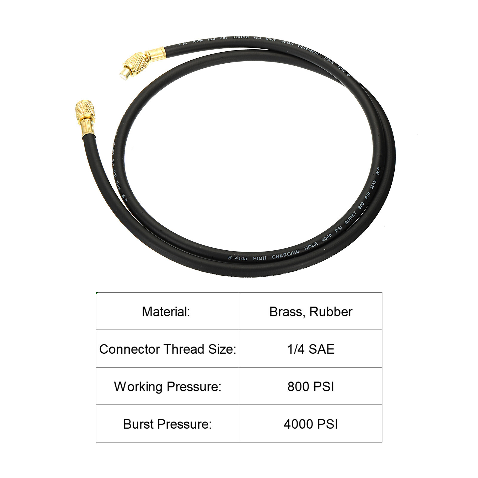 1/4 SAE Refrigerant Charging Hose 4.9ft 800 PSI 4000 PSI Manifold Gauge Hose