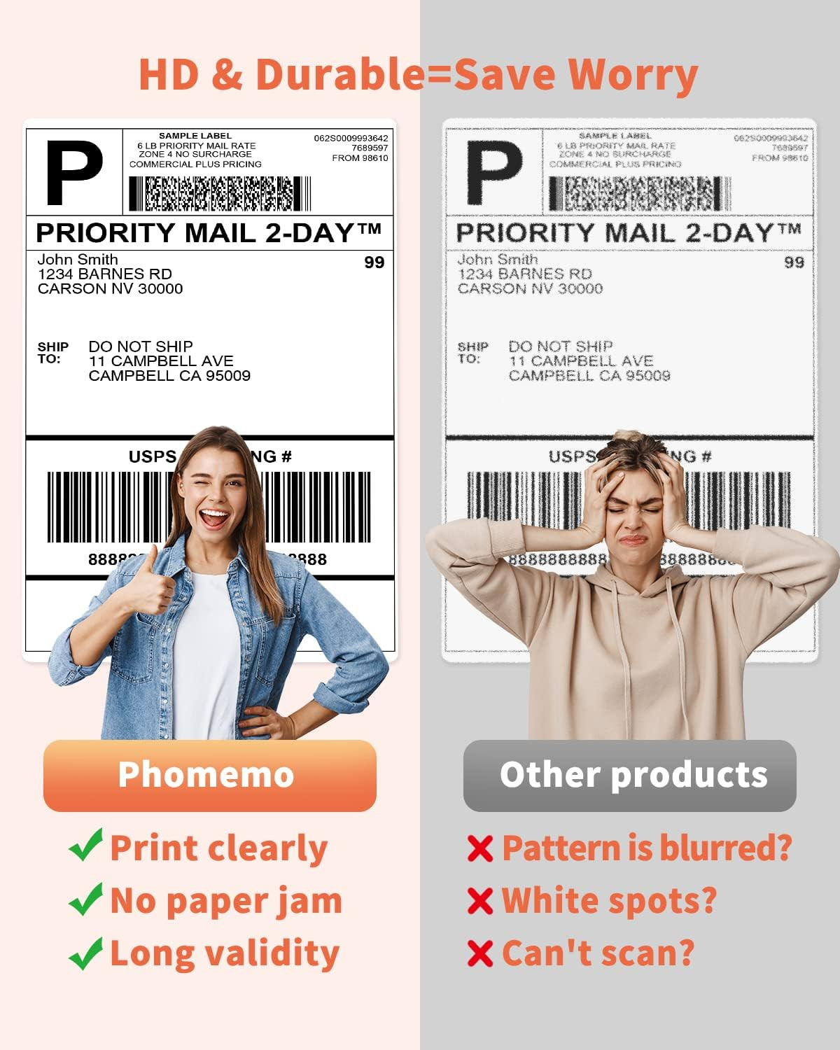 Direct Thermal Labels Multiple Sizes Colors Shipping Mailing Address Stickers