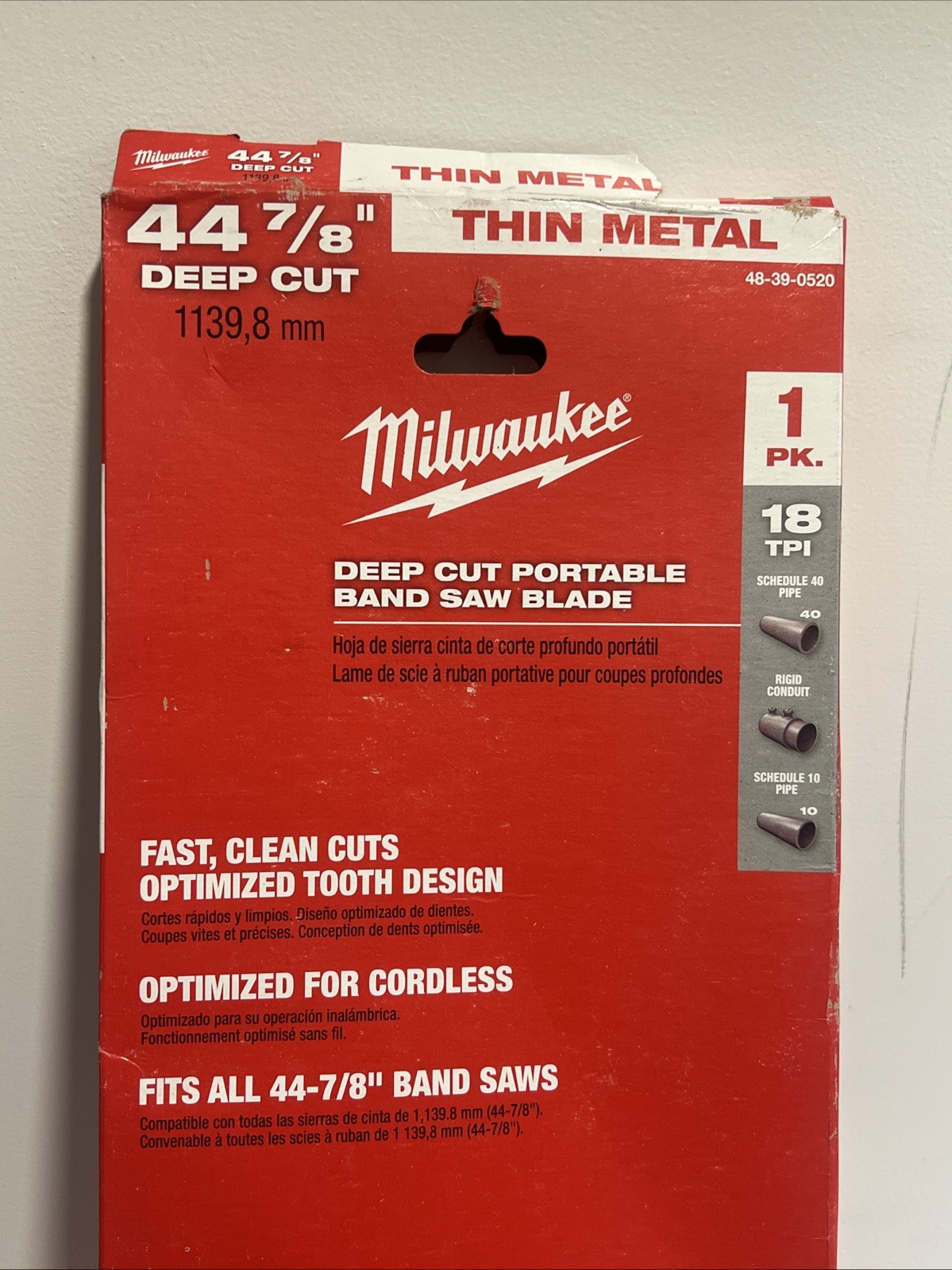 1 Pack Milwaukee 48-39-0520 18 Tpi Standard Deep Cut Portable Band Saw Blade
