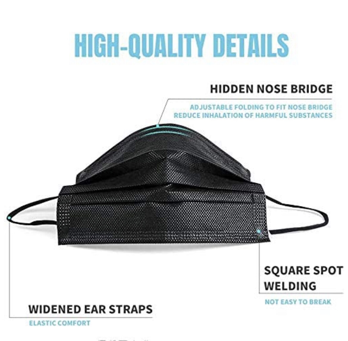 50 & 100 PCS Black Face Mask Mouth & Nose Protector Respirator Masks with Filter