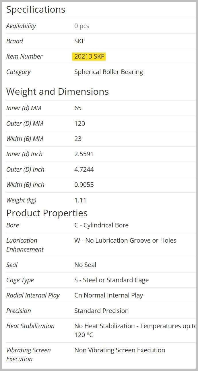SKF 20215 Single Row Spherical Bearing 75mm x 130mm x 25mm, Steel in blue box