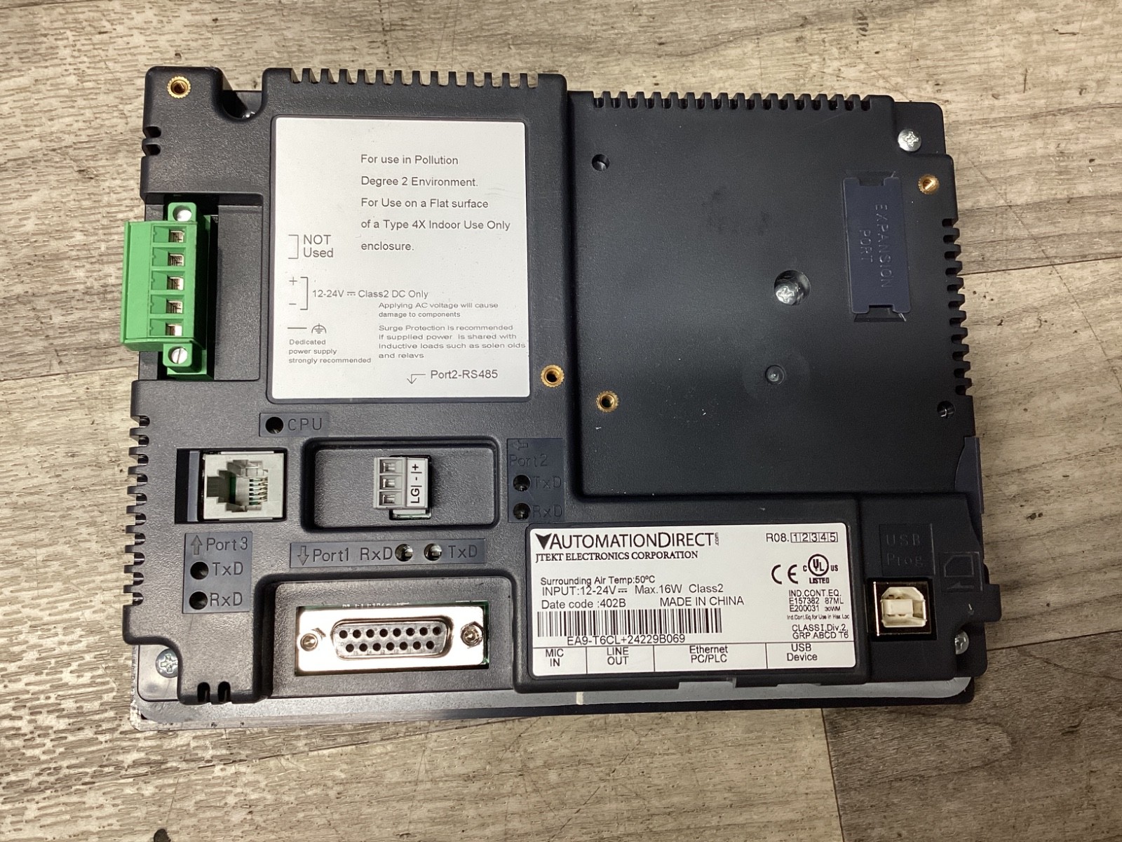 AutomationDirect 8” Touchscreen EA9-T6CL+24229B069 #107A166PR2