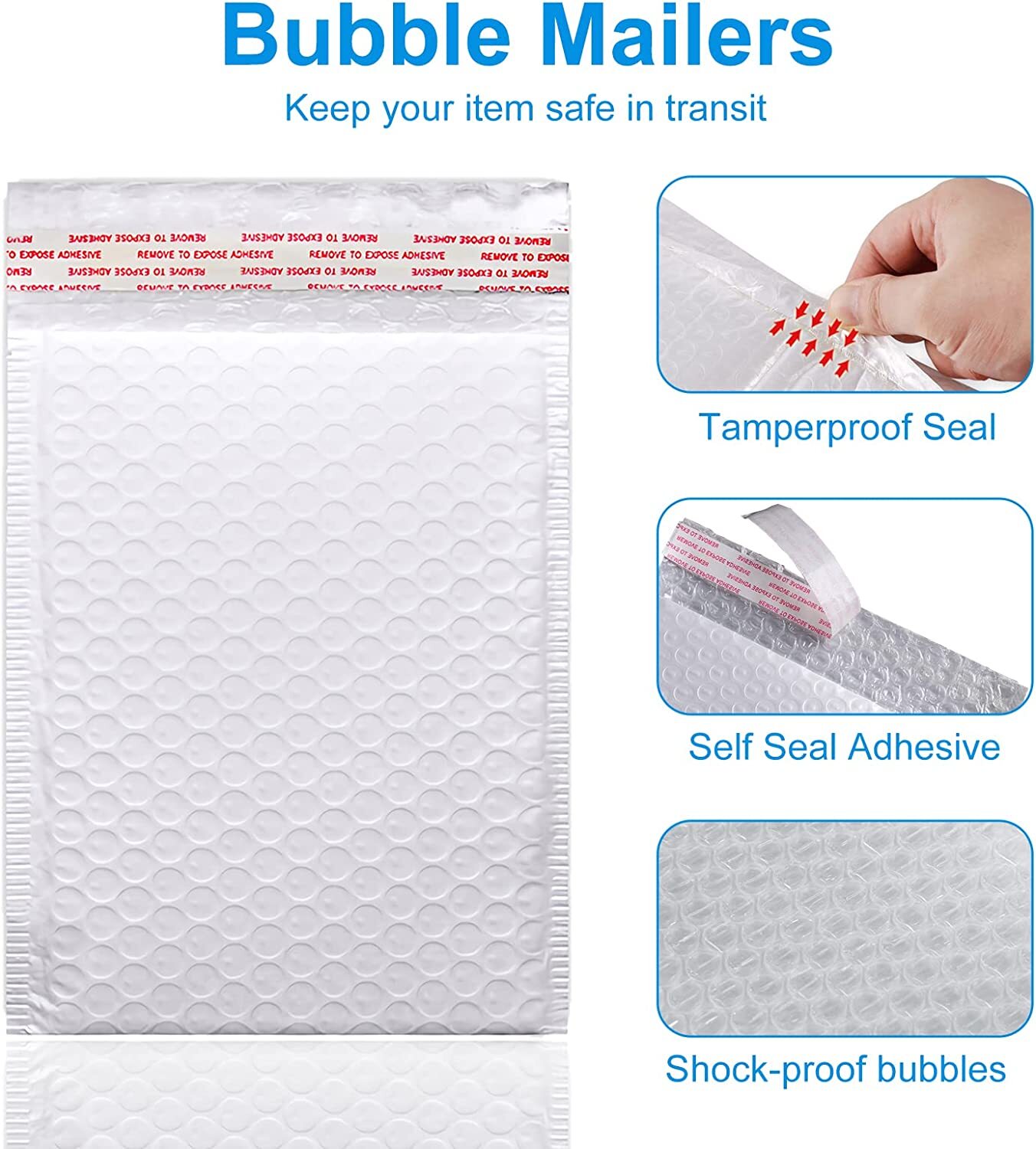 10/25/50pcs Poly Bubble Bags Mailers Envelopes Padded Packing Self Seal Shipping