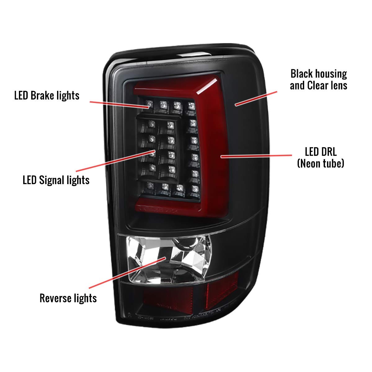 00-06 Chevy Suburban Tahoe for GMC Yukon Red LED Bar Tail Lights Brake Lamps 2PC