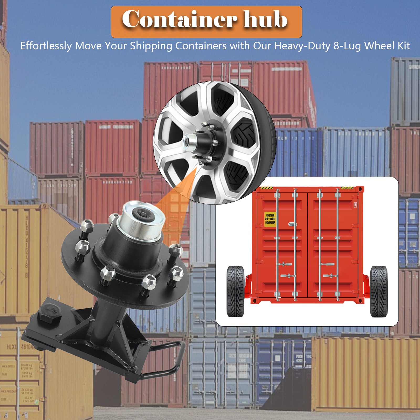 1 Pcs 8 x 6.5 Lug 4000LB Shipping Container Wheels Bolt-on Spindle Kit Superior
