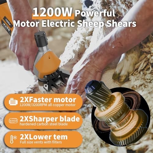 1200W Sheep Shears Clippers, 3200RPM 6-Speed Adjustable Heavy Duty Electric Shee