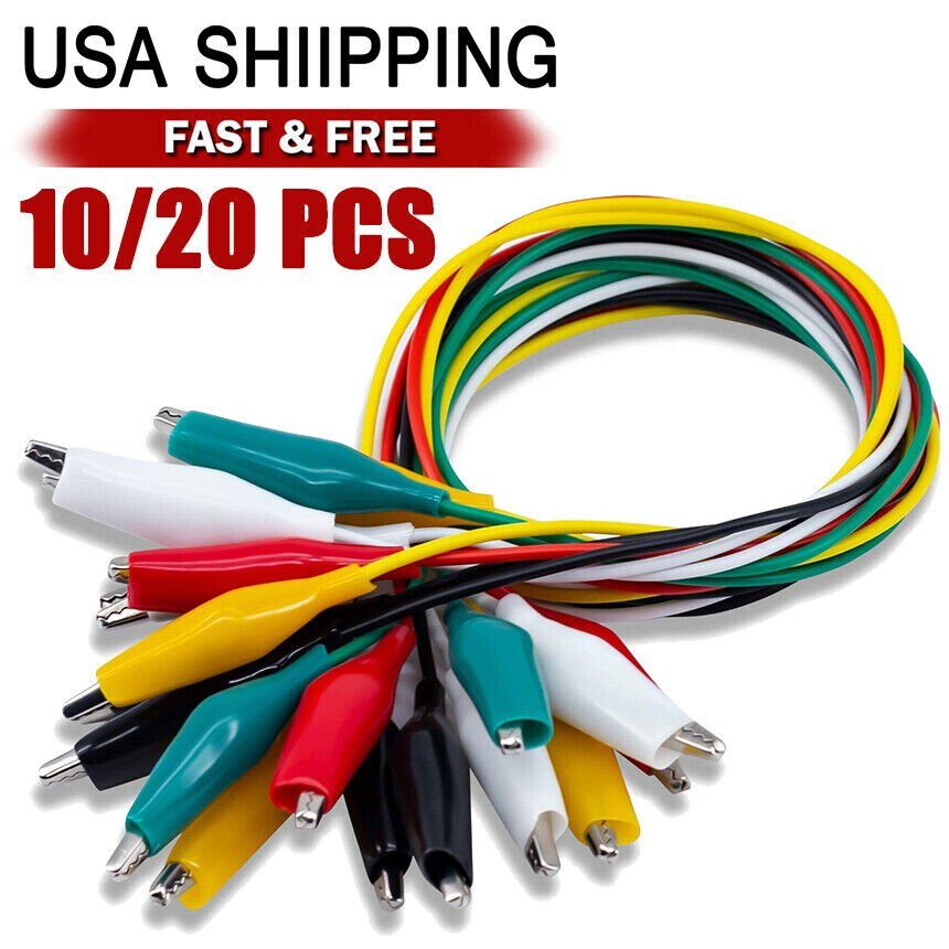 10/20PCs Double-ended Wire Crocodile Alligator Clips Test Leads Jumper Cables