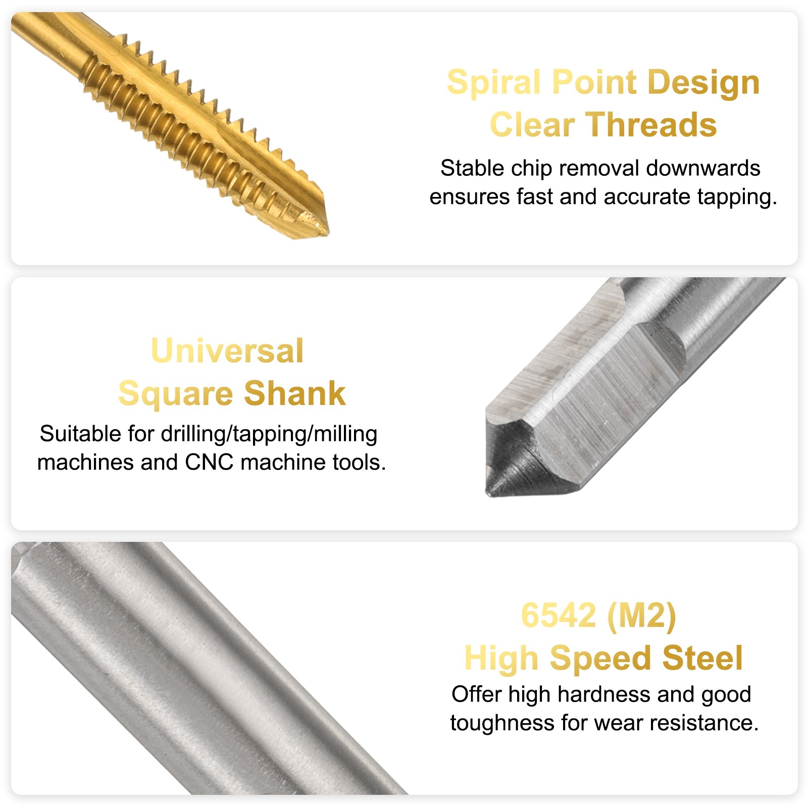 6Set 1/4-20 UNC B2 Spiral Point Thread Tap Titanium Coated Tapping