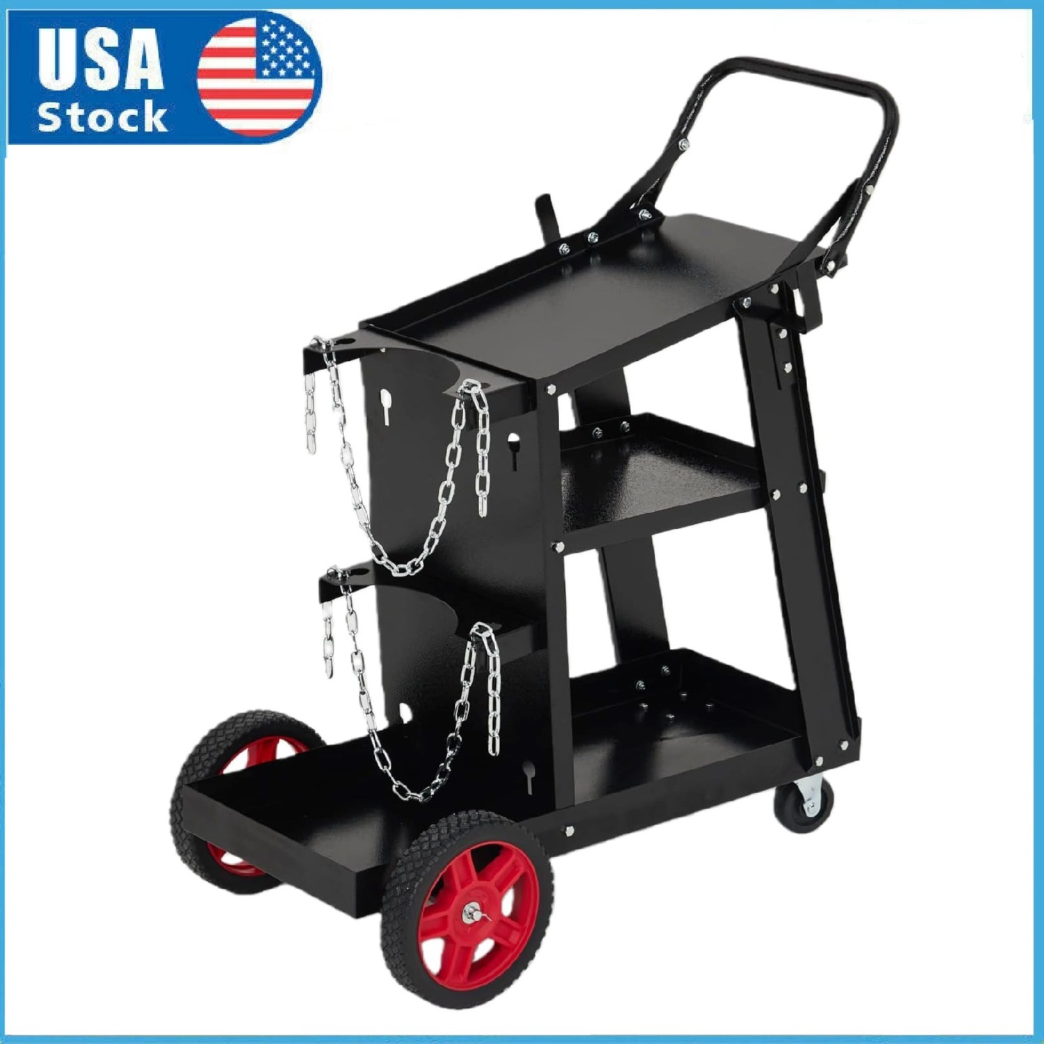 Welding Cart ,3-Tier Heavy Duty Rolling Welder Cart for TIG ,MIG ,Plasma Cutter