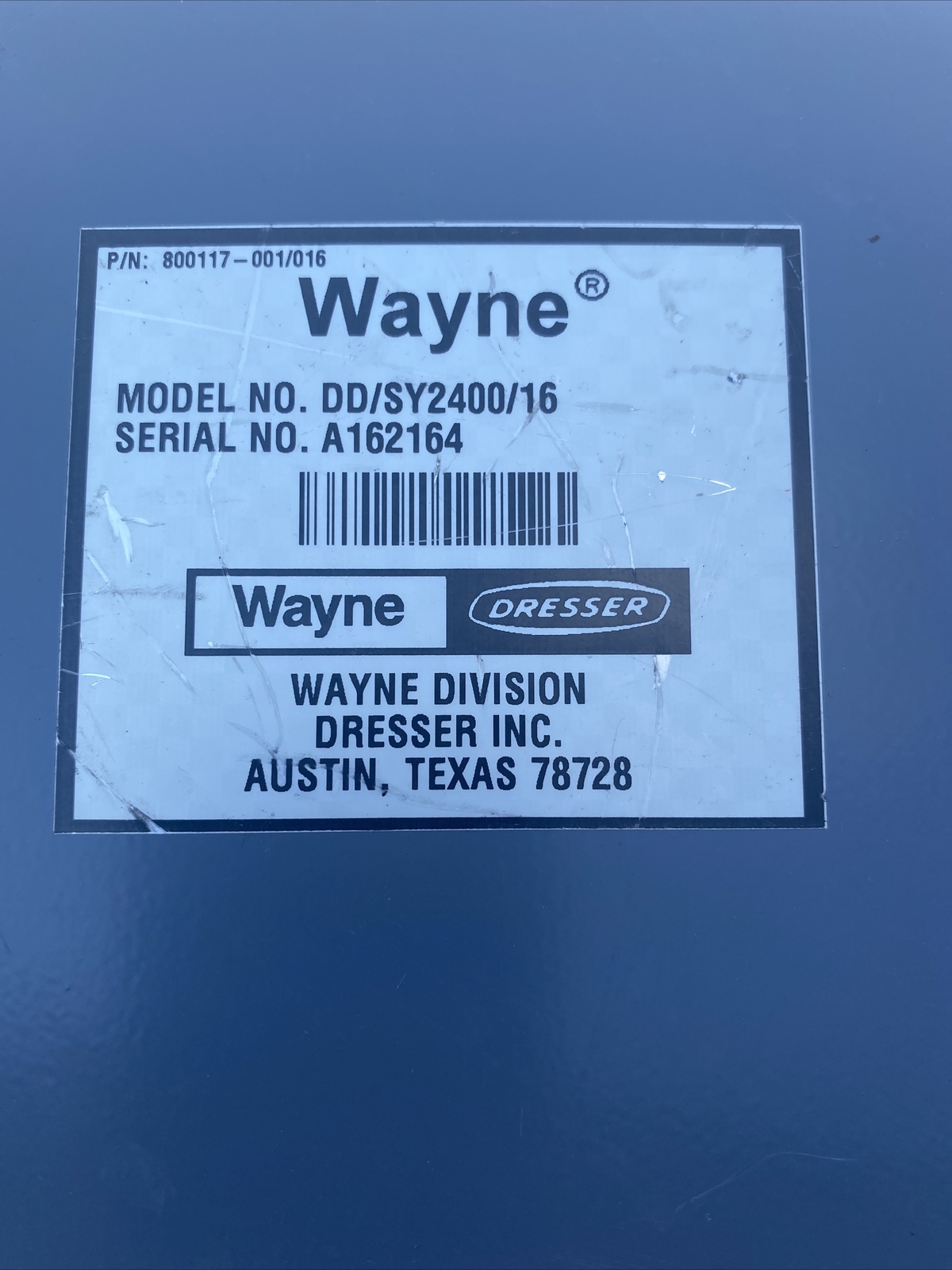 WAYNE DRESSER P/N 800117-001/016 MODEL # DD/SY2400/16 POINT DAT DIST. BOX