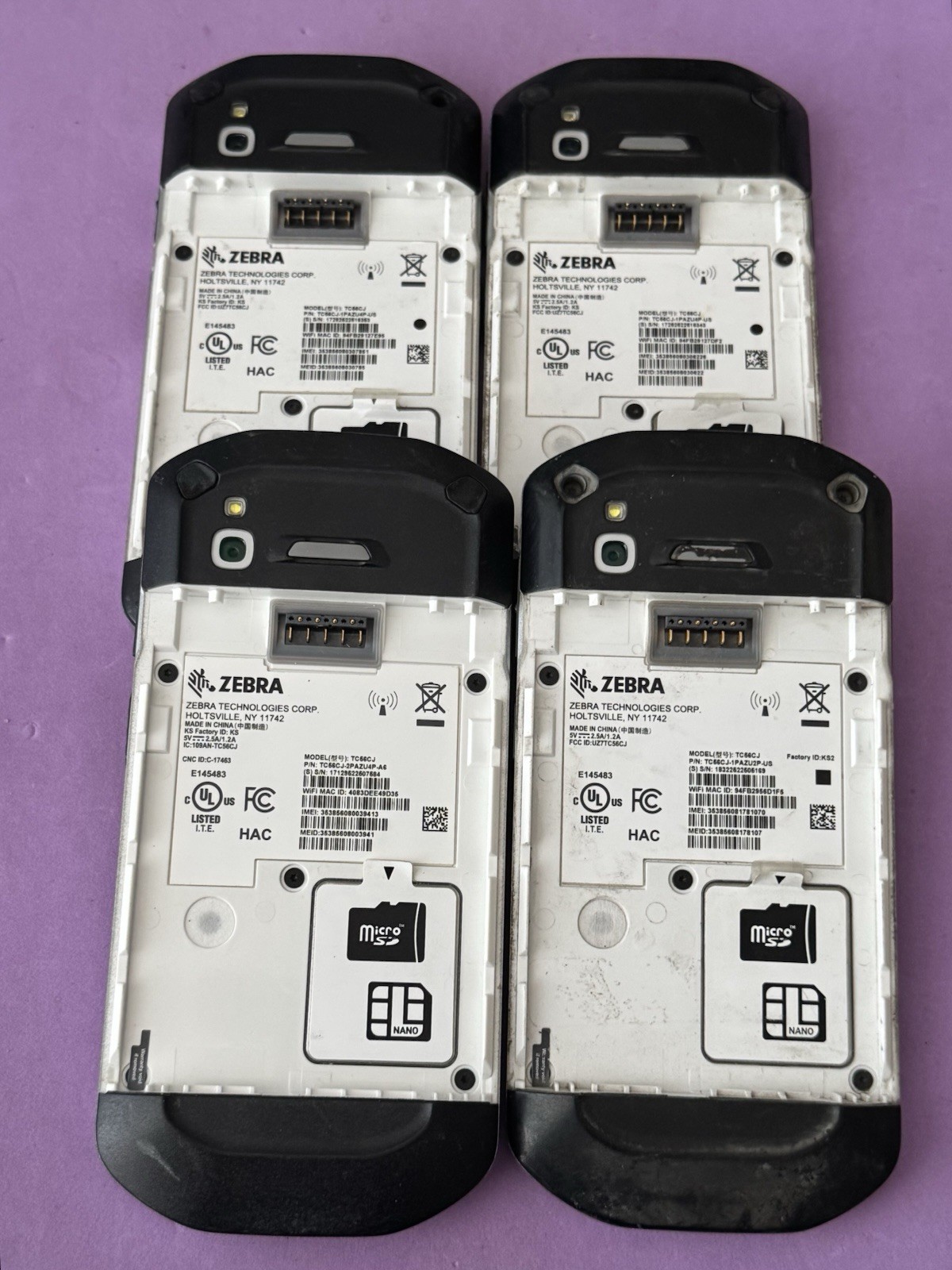 4x *POWER TESTED* Zebra TC56CJ-2PAZU4P-A6 / TC56CJ-1PAZU2P-US Computer Scanners