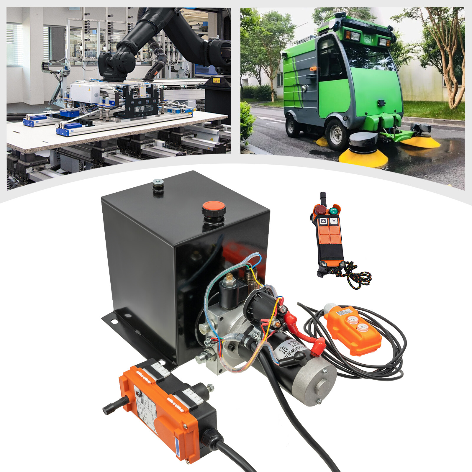 8QT Single Acting Hydraulic Pump Power Unit with Wireless Remote Control 12V