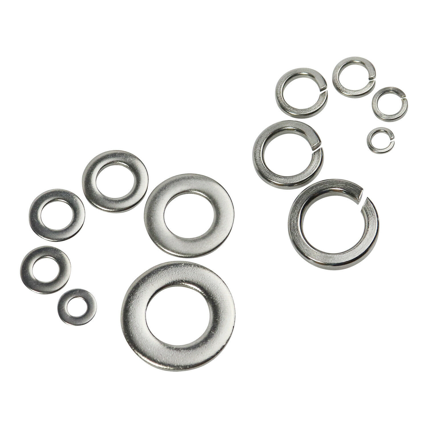 Split Lock and Flat Washer Assortment Set 304 Stainless Steel 400 Piece Silver