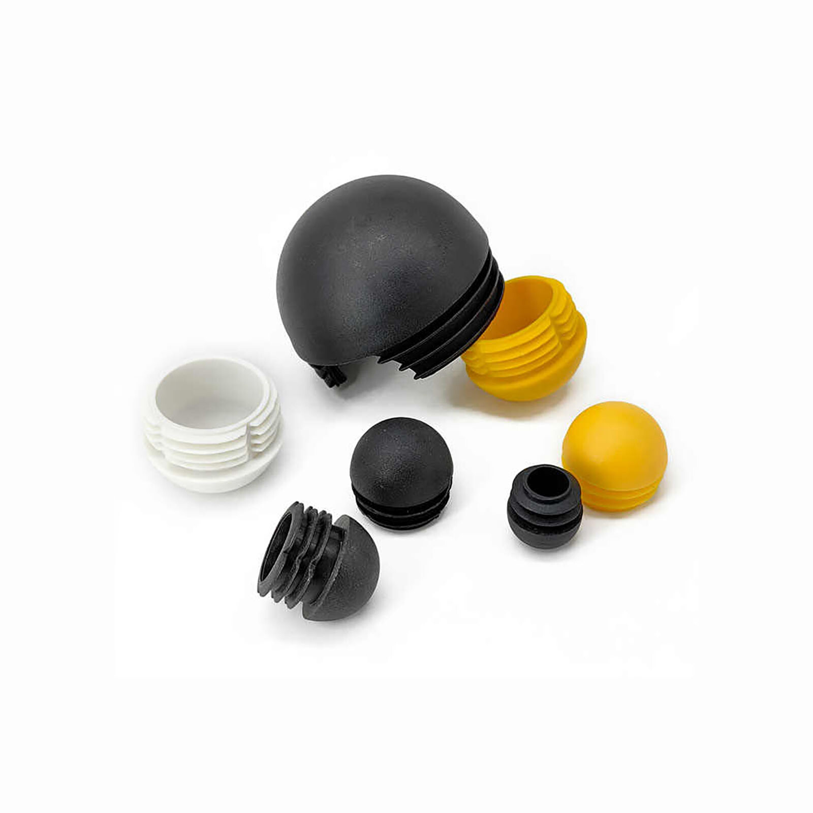 Domed Round Plastic Tube End Caps Insert Bungs Blanking Plugs Stoppers 13mm-76mm