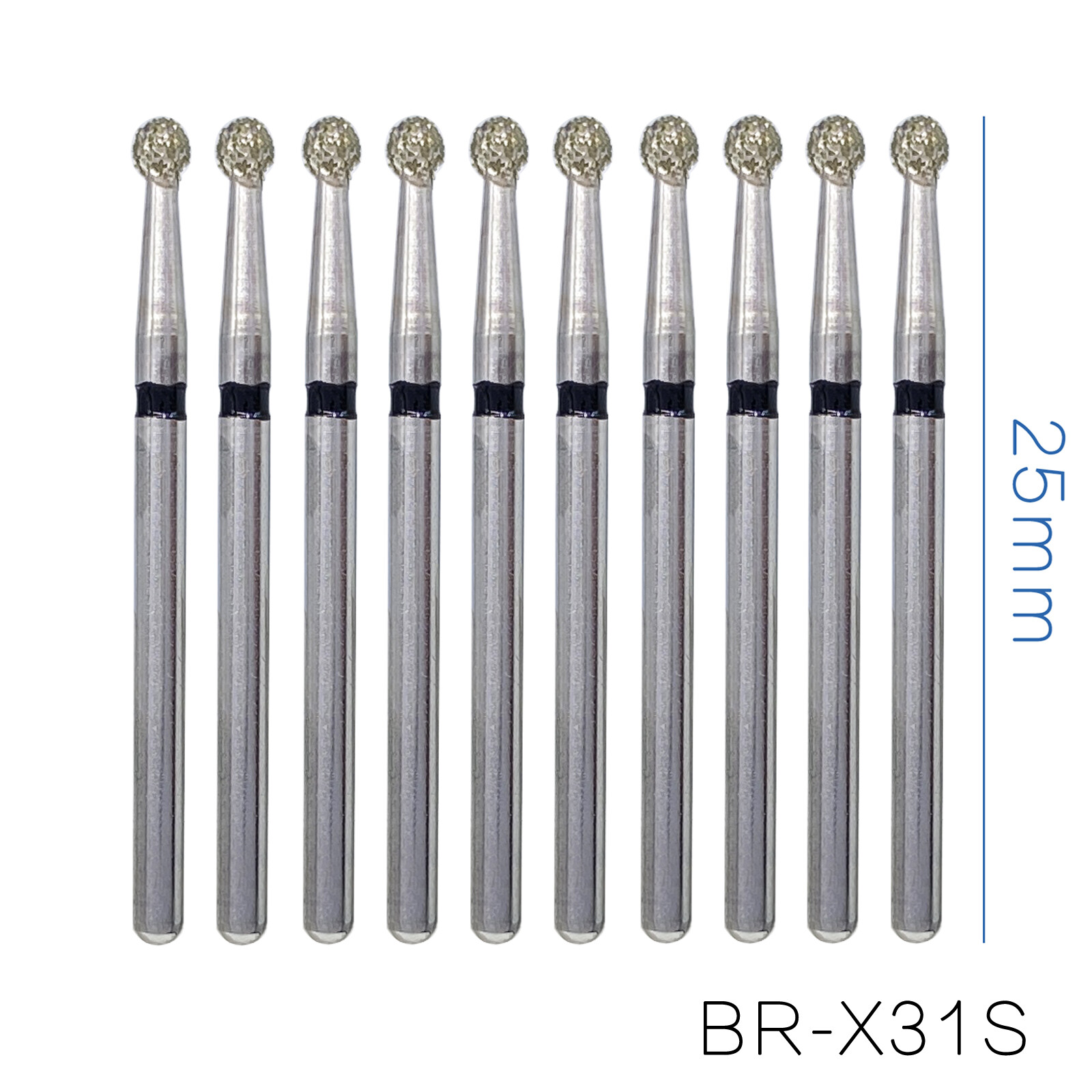 10Pc AZDENT Dental Diamond Burs Ball Round For High Speed Handpiece FG 1.6mm