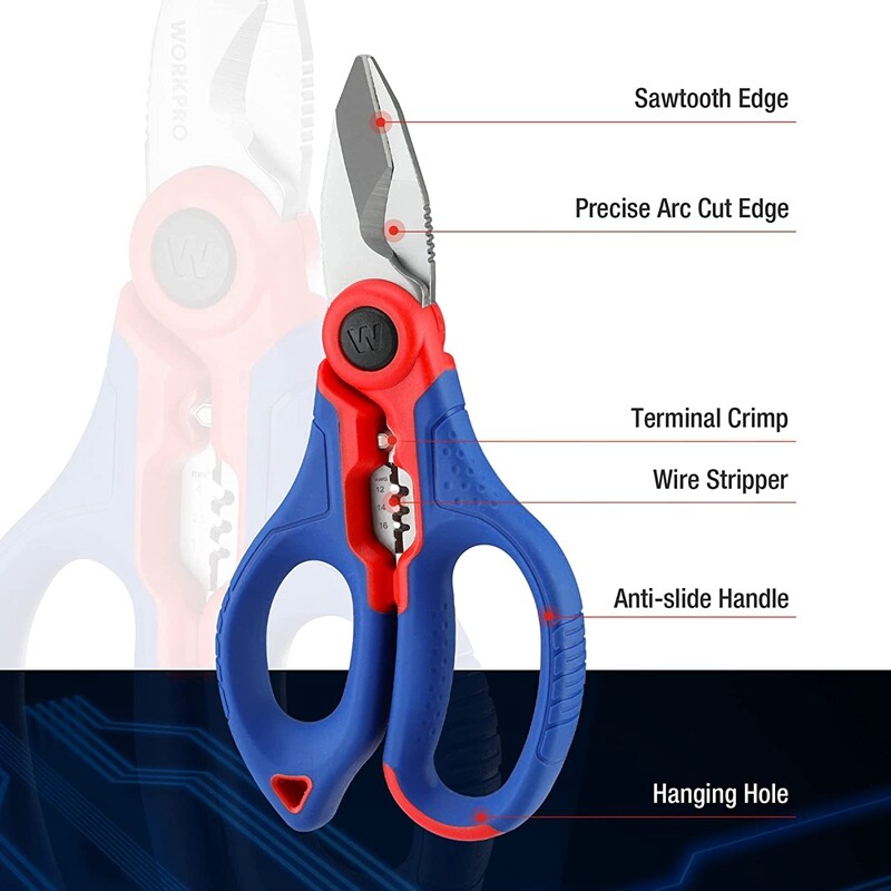 WORKPRO Electricians Scissors 6.4-INCH Professional Electrician Shears Stainless
