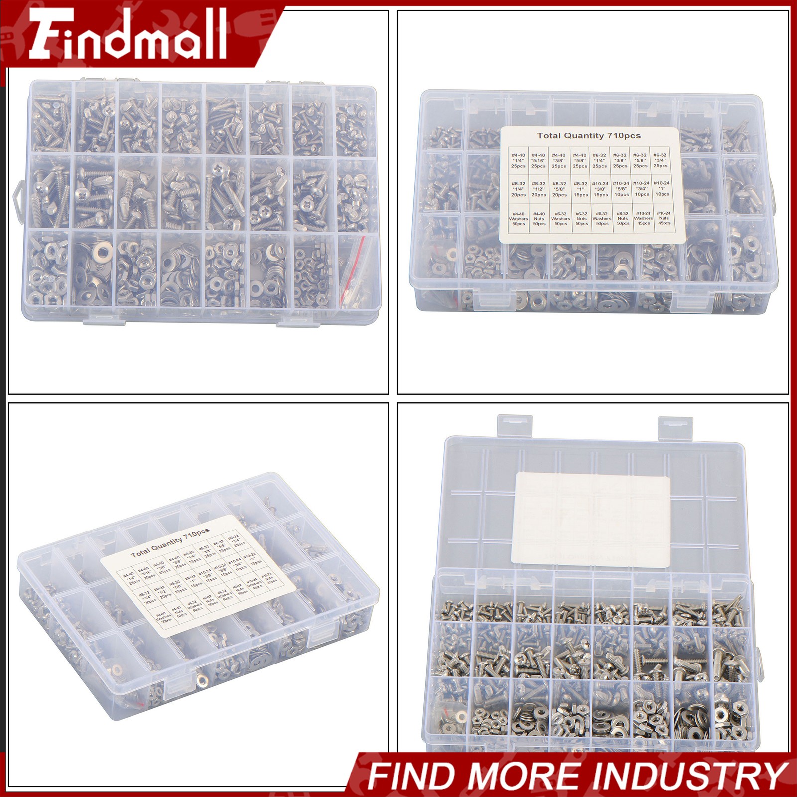 710Pcs Machine Screw Assortment Assorted Nuts Bolts and Flat Washers Kit