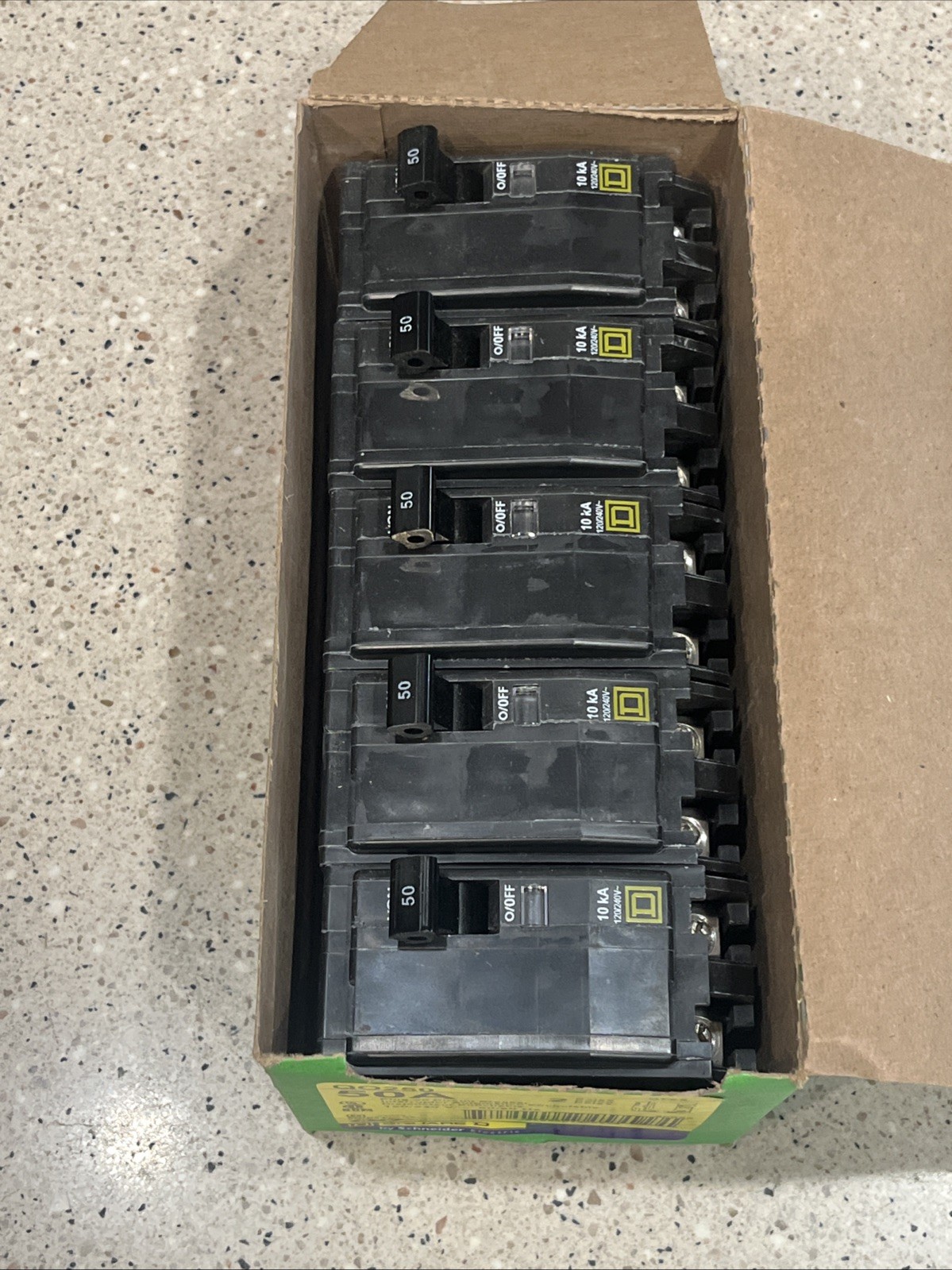Square D QO250 (5 PACK) 2P 50A 120/ 240VAC Circuit Breaker *Lot of 5 NEW IN BOX*