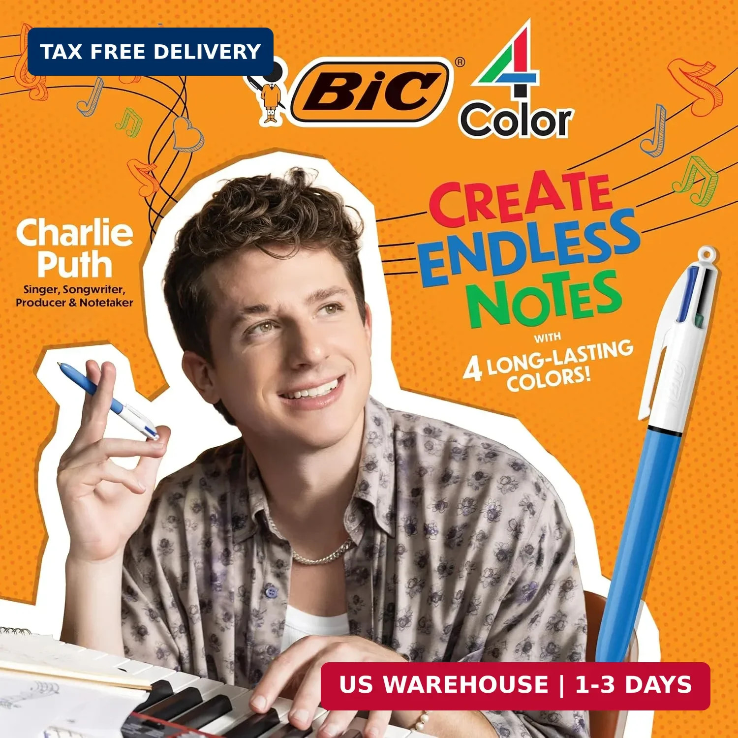 BIC 4-Color Original Retractable Ballpoint Pens with Assorted Ink, 1.0 mm Medium