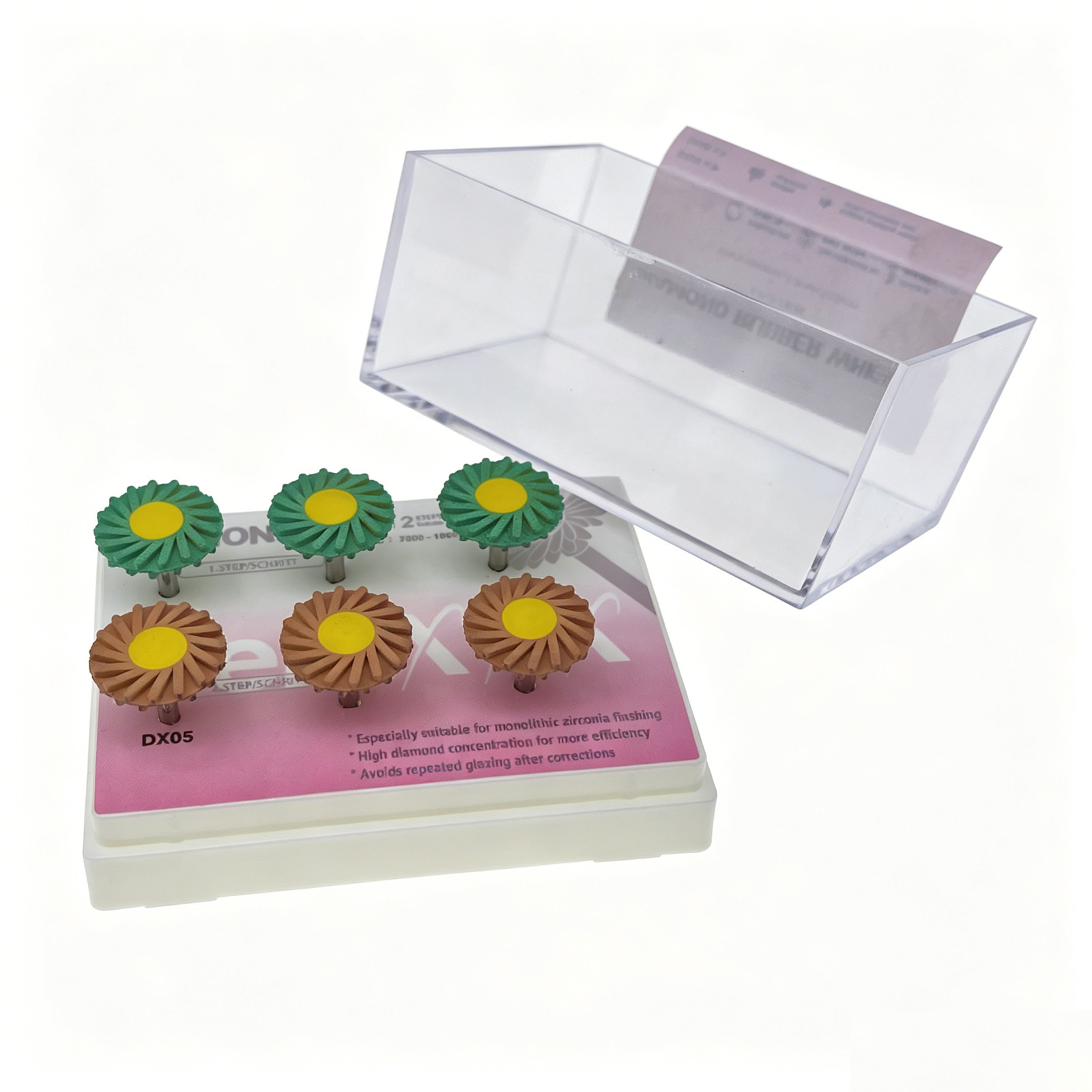 Dental Porcelain Zirconia Grinding Polishing Wheel Kit RA 2.35mm Rubber Diamond