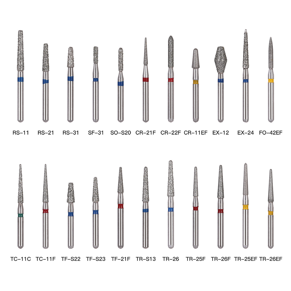100pcs Dental Diamond Burs For High Speed Handpiece Medium Friction Grip 1.6mm