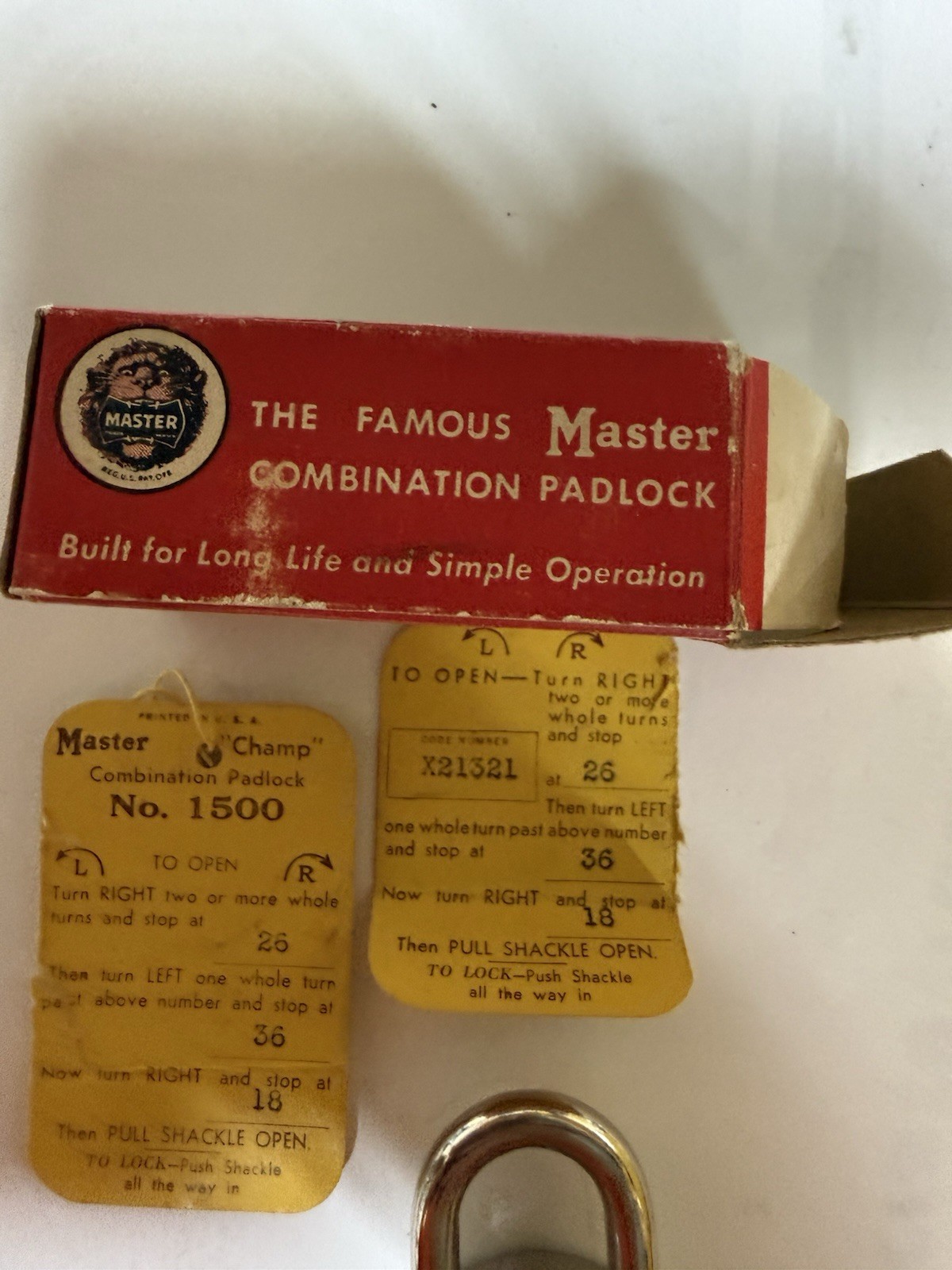 Master 1500 Champion Combination Padlock Steel, Not Resettable, w/ Original Box