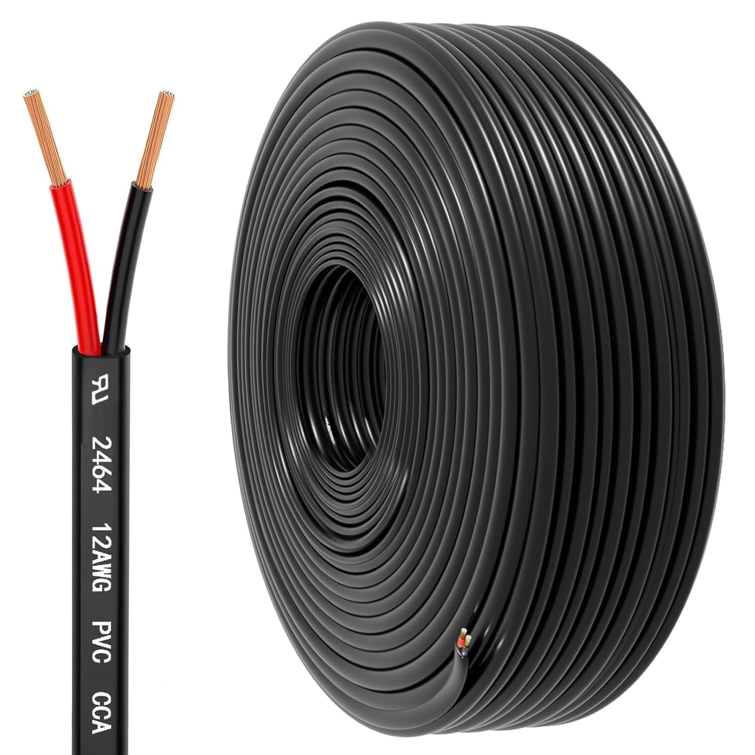 12 Gauge Wire 2 Conductor Electrical Wire, 12 AWG 3.3mm² Wire PVC Cord, 12V/24V