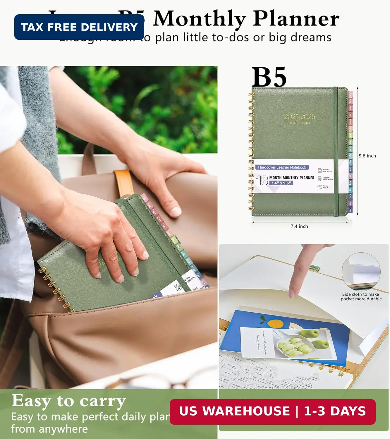 Monthly Planner 2026, 12 Months Hardcover Calendar Planner from January 2026 – D