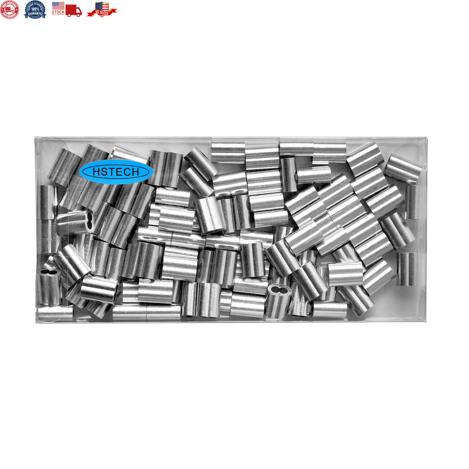 1/8″ (3Mm) Aluminum Crimping Loop Sleeve for Wire Rope, Cable Ferrule (100Pcs)