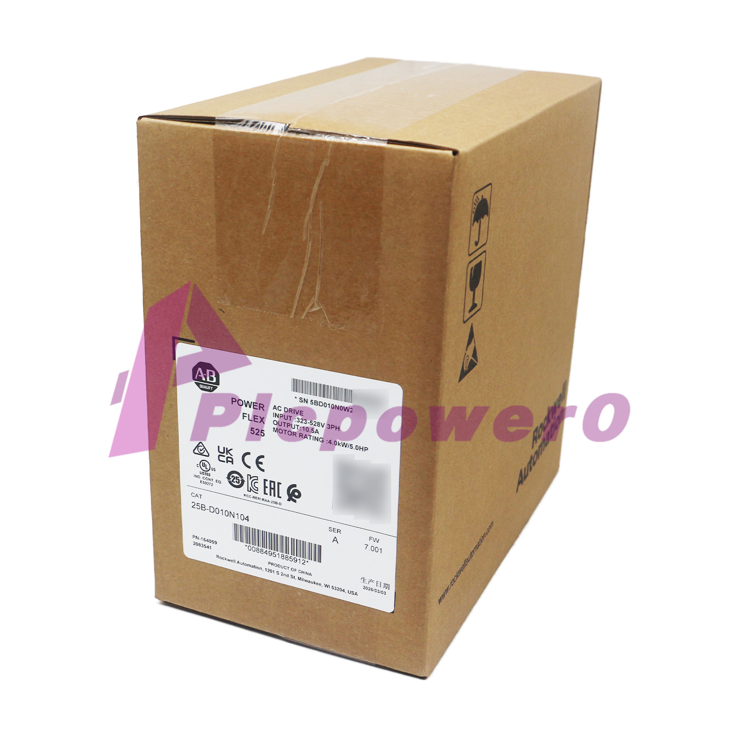 New Sealed Allen Bradley 25B-D010N104 PowerFlex 525 4kW 5Hp AC Drive 3 Phase