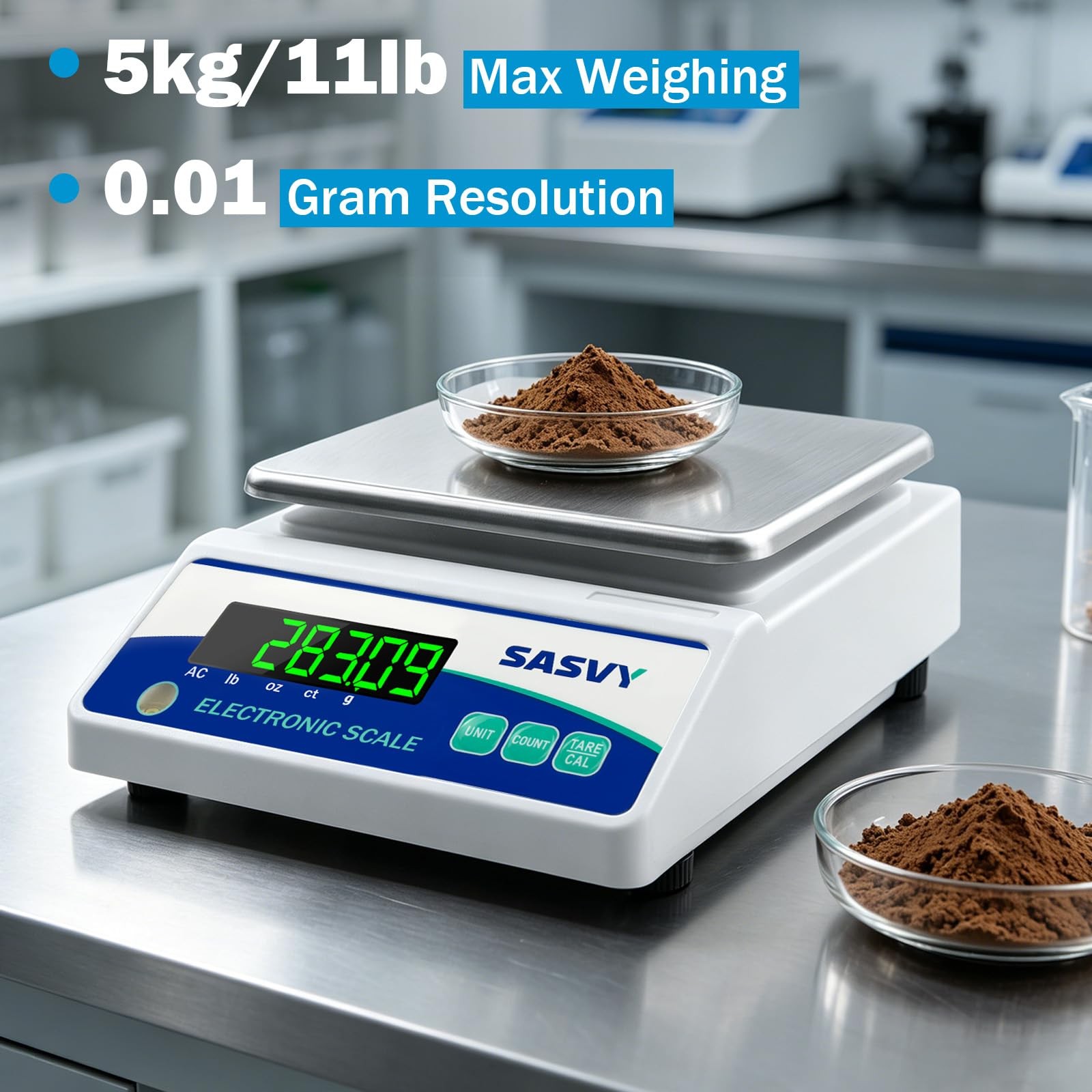 Lab Scale 5000g x 0.01g Scientific Scale g/oz/ct/lb High Precision Digital El…