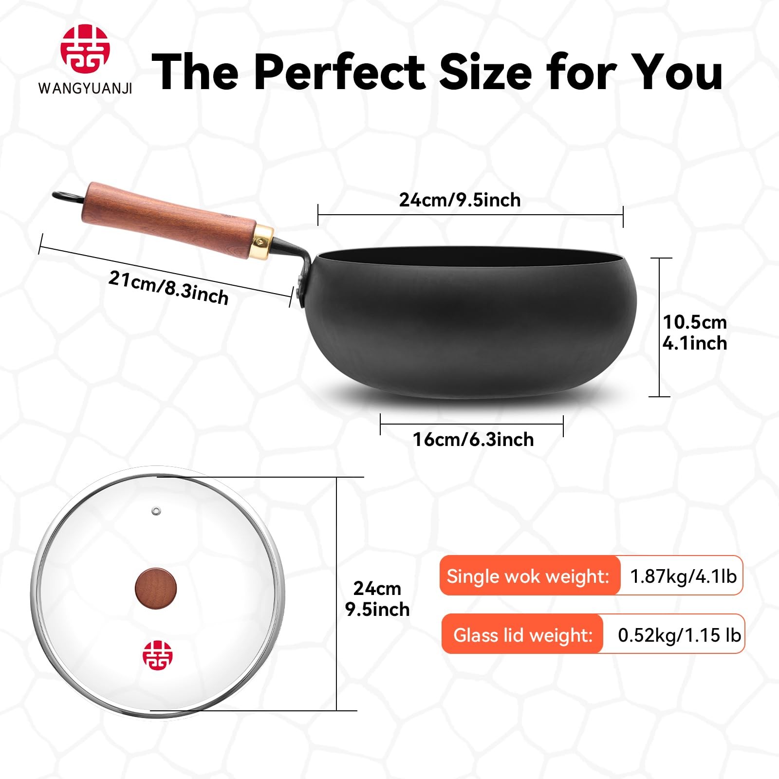 Wangyuanji 9.5 Carbon Steel Wok – – Stir Fry Pan For Induction Gas –