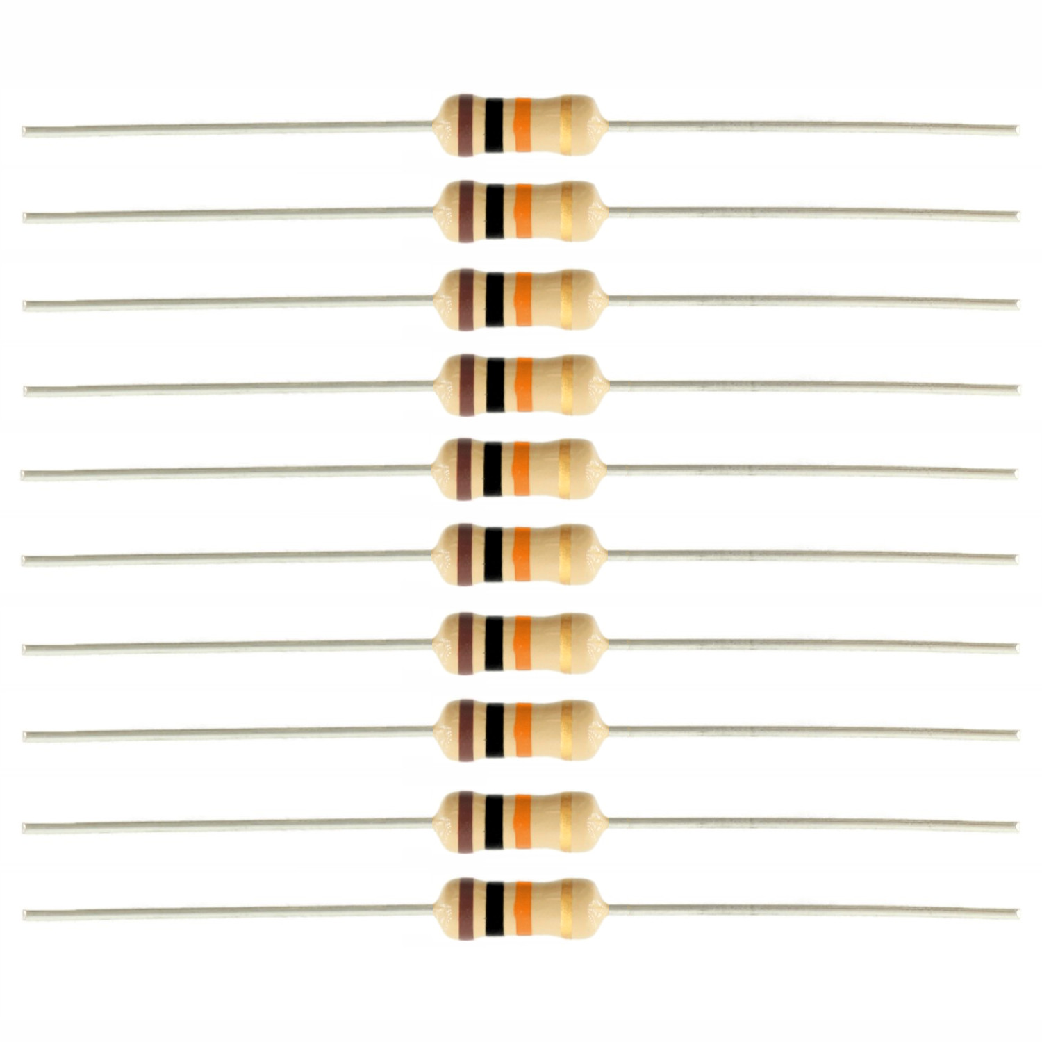 10 Pack – 10K Ohm Resistors 5% Tolerance 1/4W