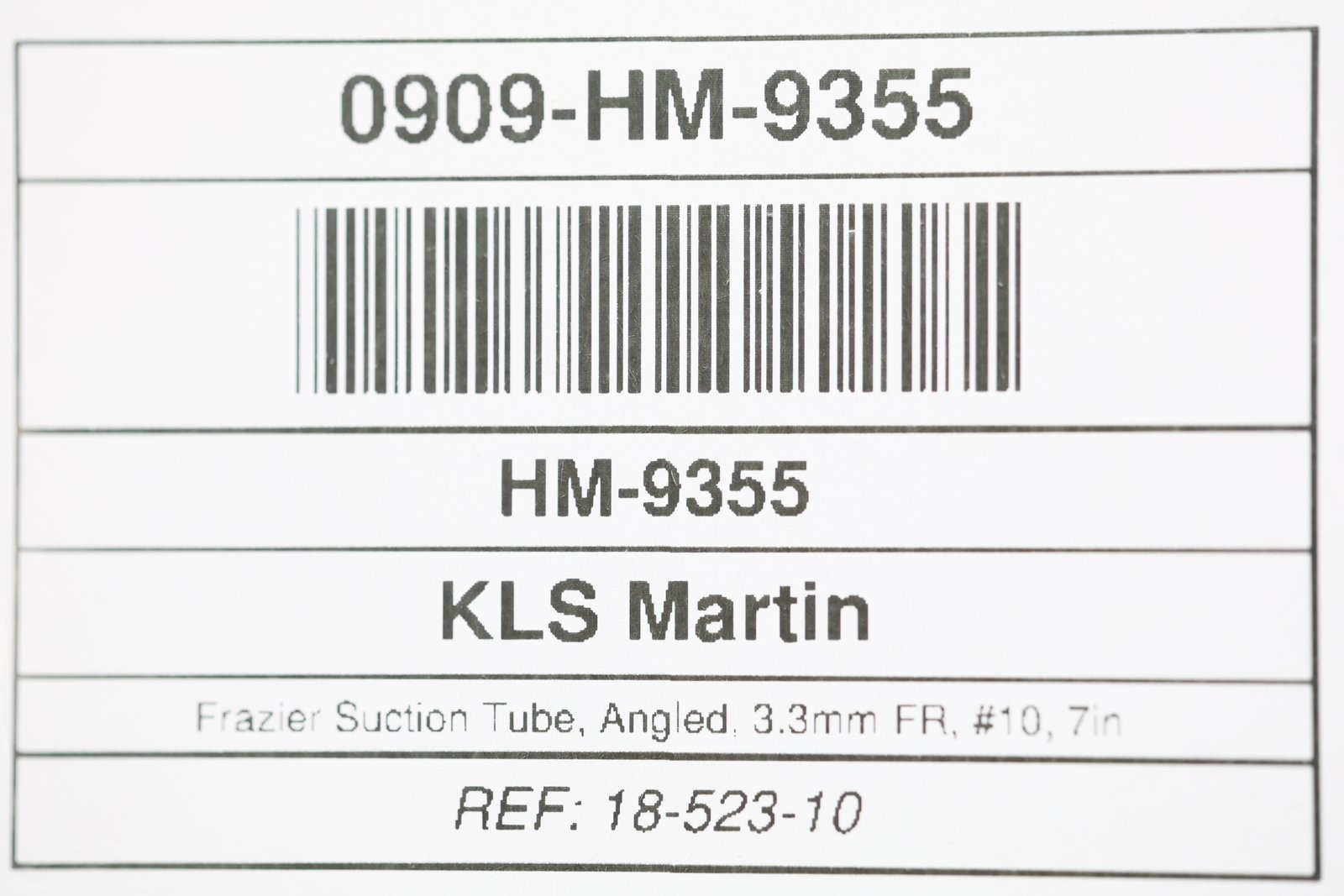 KLS Martin 18-523-10 Frazier Suction Tube, Angled, 3.3mm FR, #10, 7in