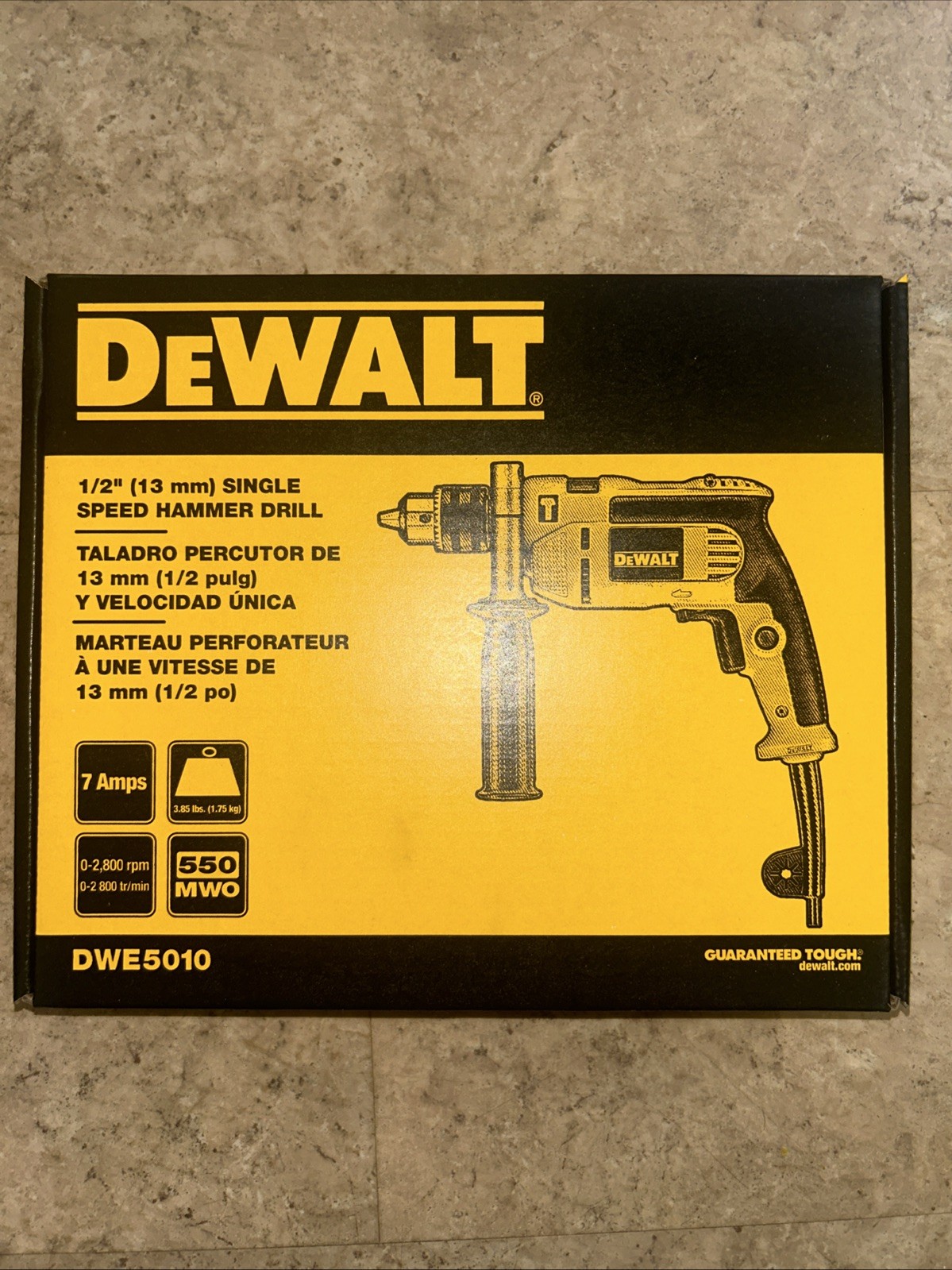 DEWALT DWE5010 1/2 Inch 13mm 7 Amps Single-Speed Hammer Drill