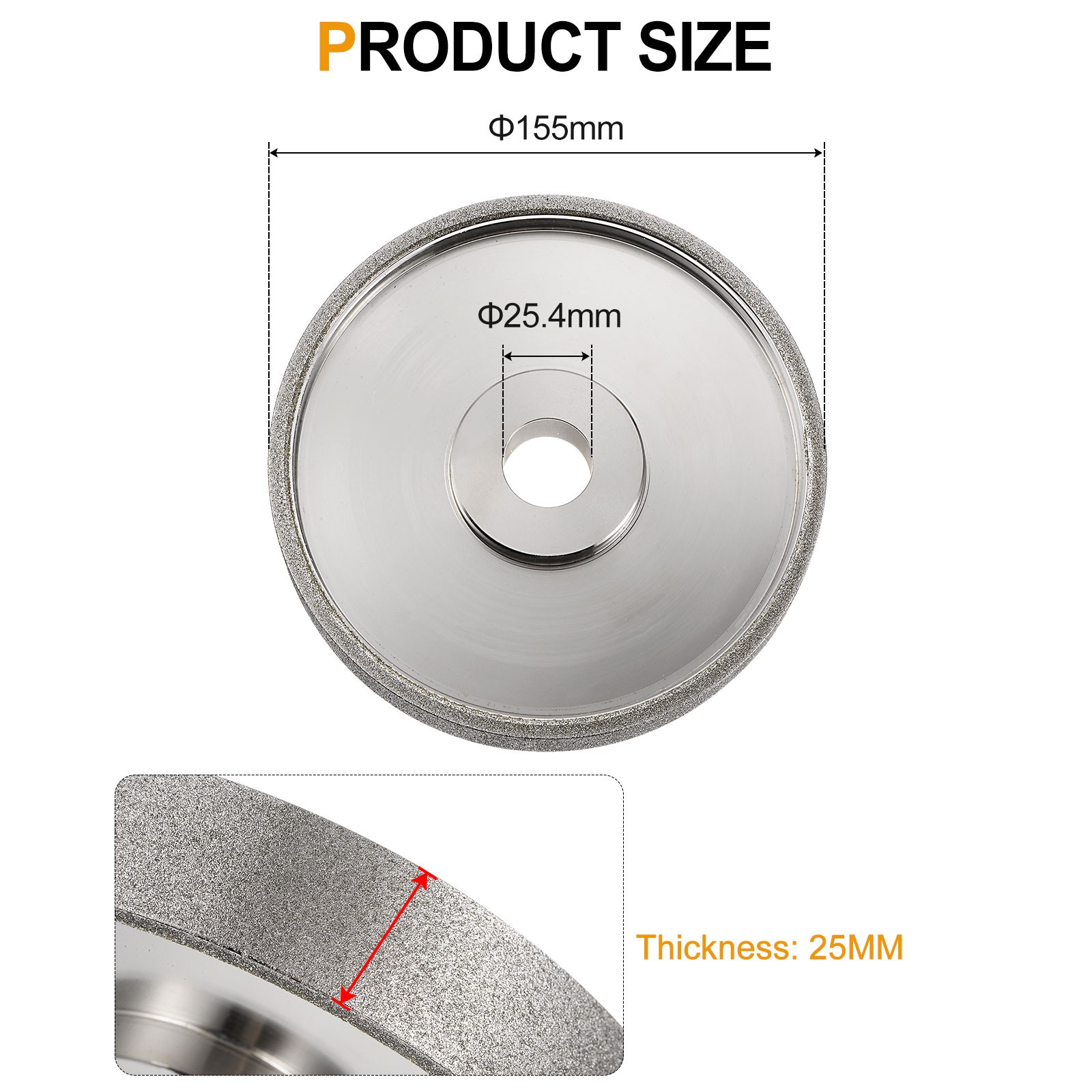 Diamond Lapidary Wheel 6 Inch x 1 Inch Arbor Hole 80 Grit Grinding Wheels