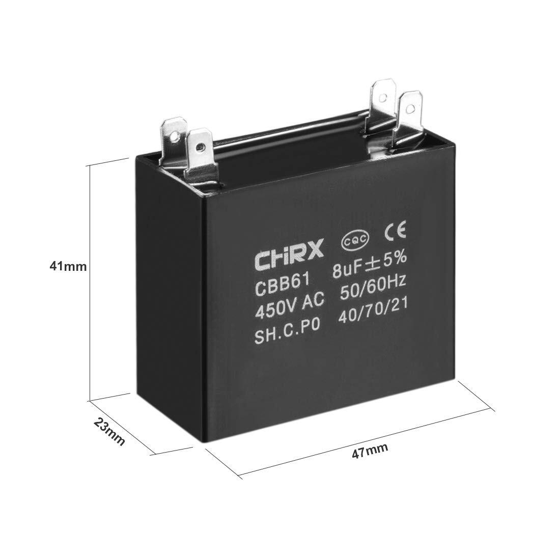 Cbb61 Ceiling Fan Capacitor 8Uf 450V Ac Replacement For Electric Motors