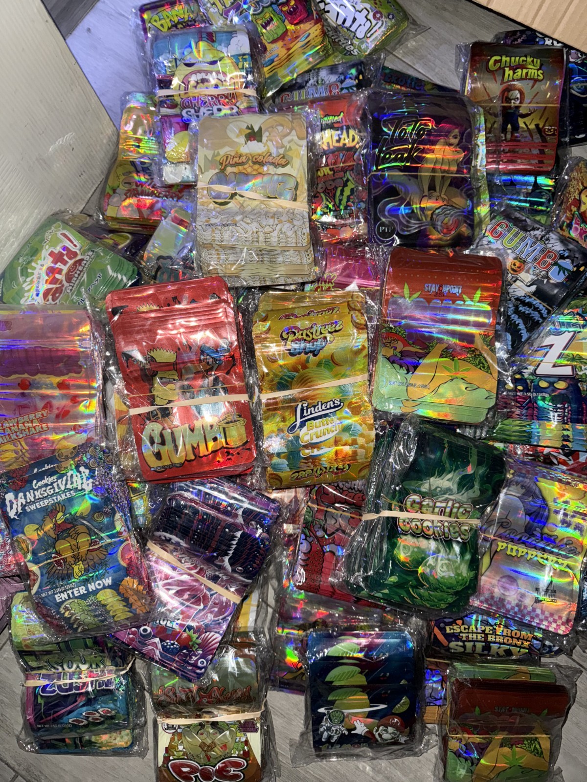 3.5g Mylar Bags ZA with Design Packs Smell Proof Packaging 50pk