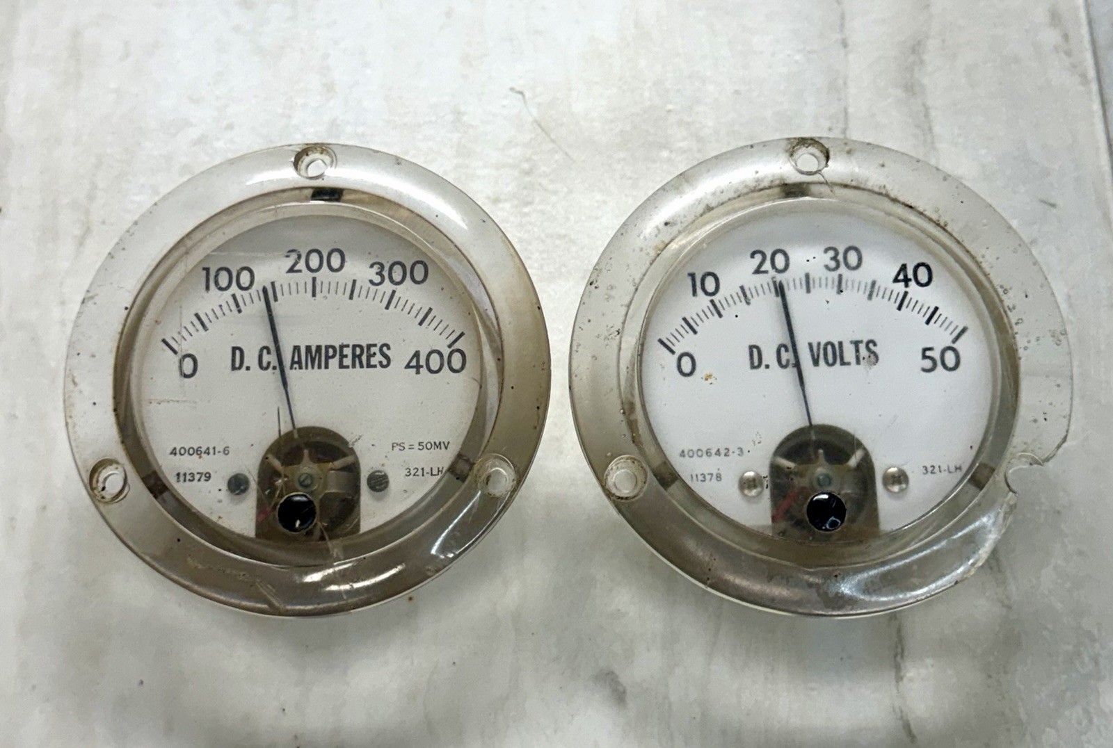 Hobart OEM Panel Meter Pair – 400A Ammeter & 50V Voltmeter Fits GPU-400, RC-301