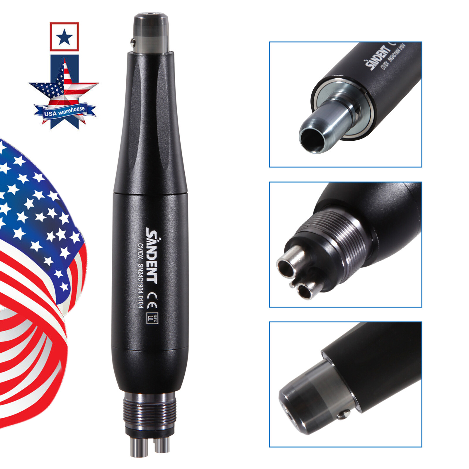 Dental 4:1 Hygiene Prophy Handpiece 360° Swivel Straight Cone Air Motor 4Holes