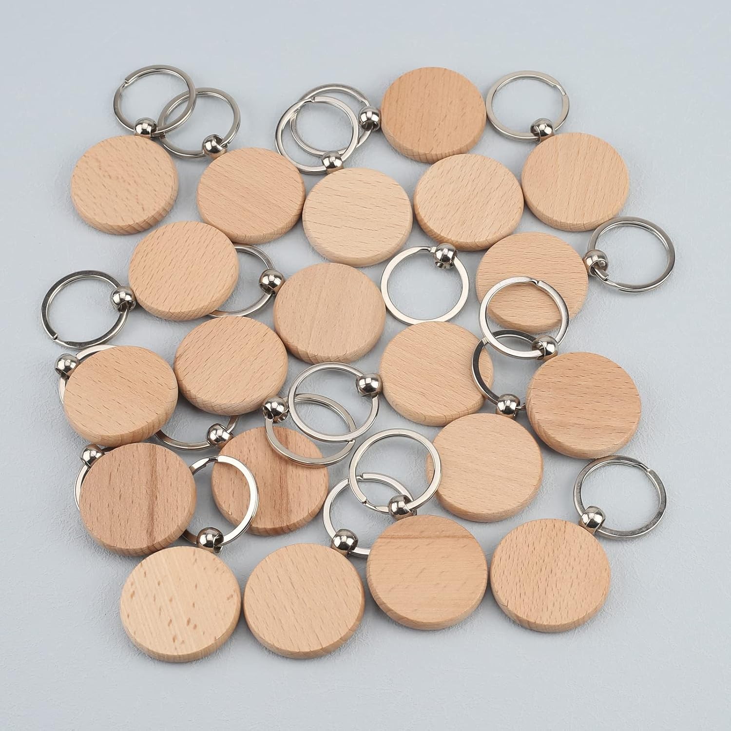 Pack of 20 Round Wood Blanks Keychain Unfinished Wooden 20,