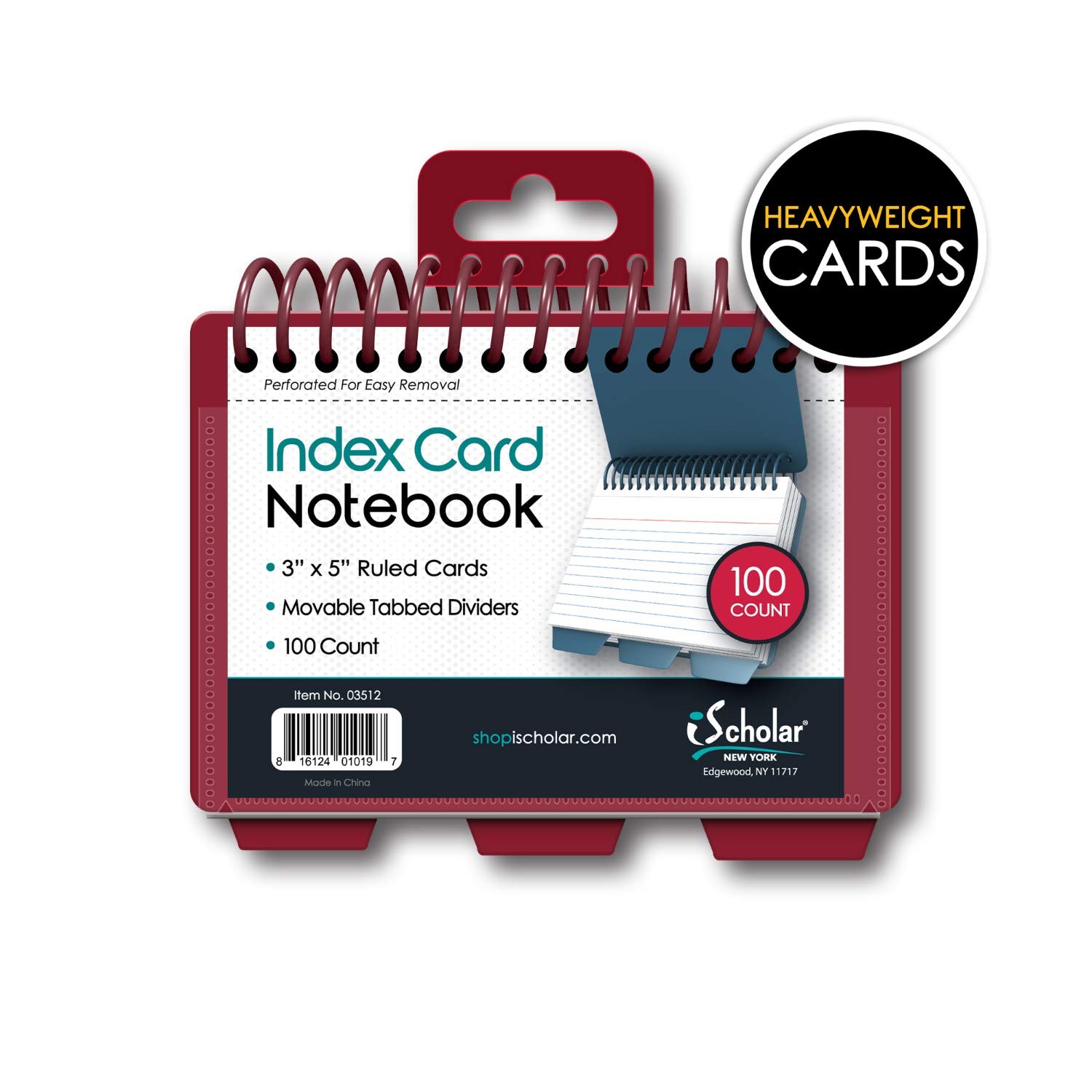 iScholar Index Card Book, Poly Wire, 3 Tabs, Color Will 3×5 inches, Clear