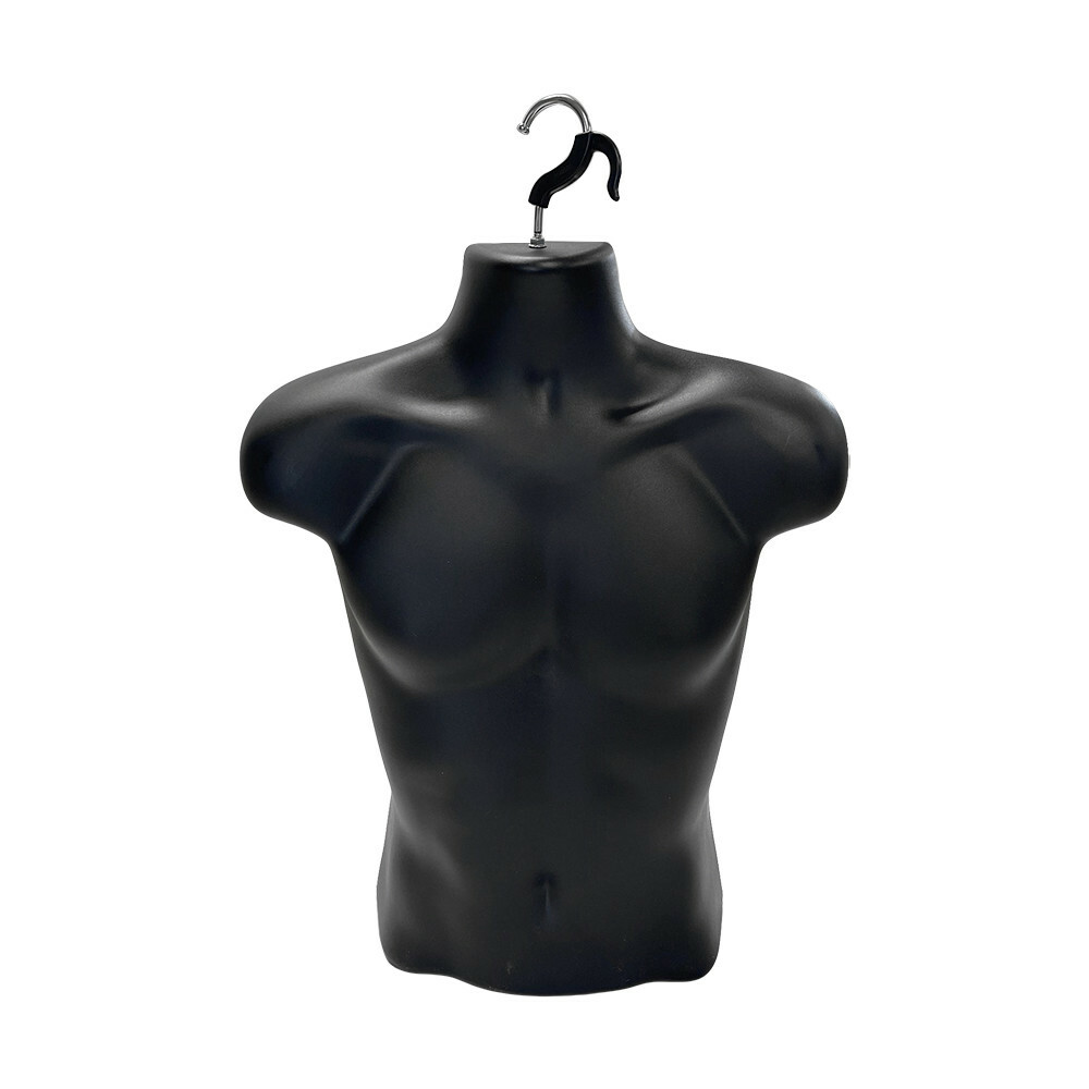 23”H Injection Molded Male Shirt Form Body Mannequin Swivel Hook