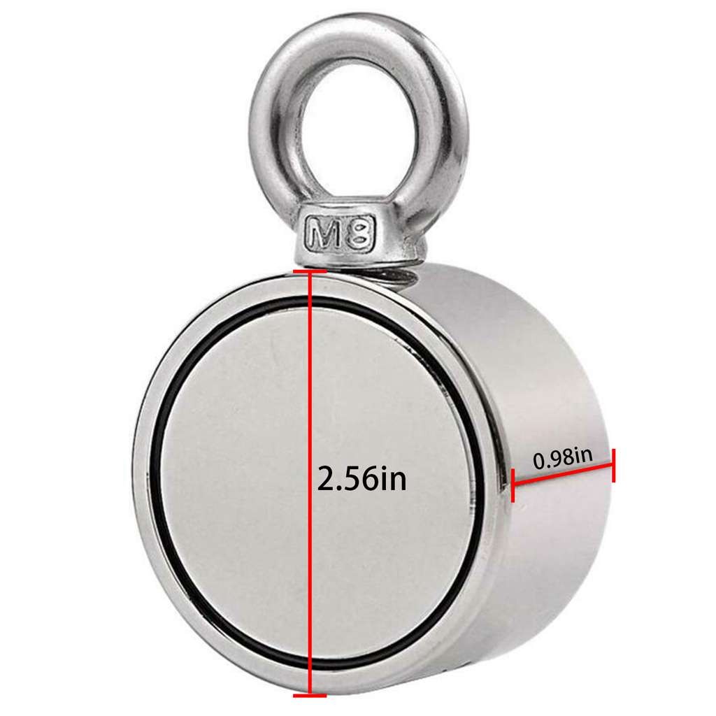 800LBS Fishing Magnet Kit Pull Force Strong Neodymium Rare Earth /Rope Carabiner