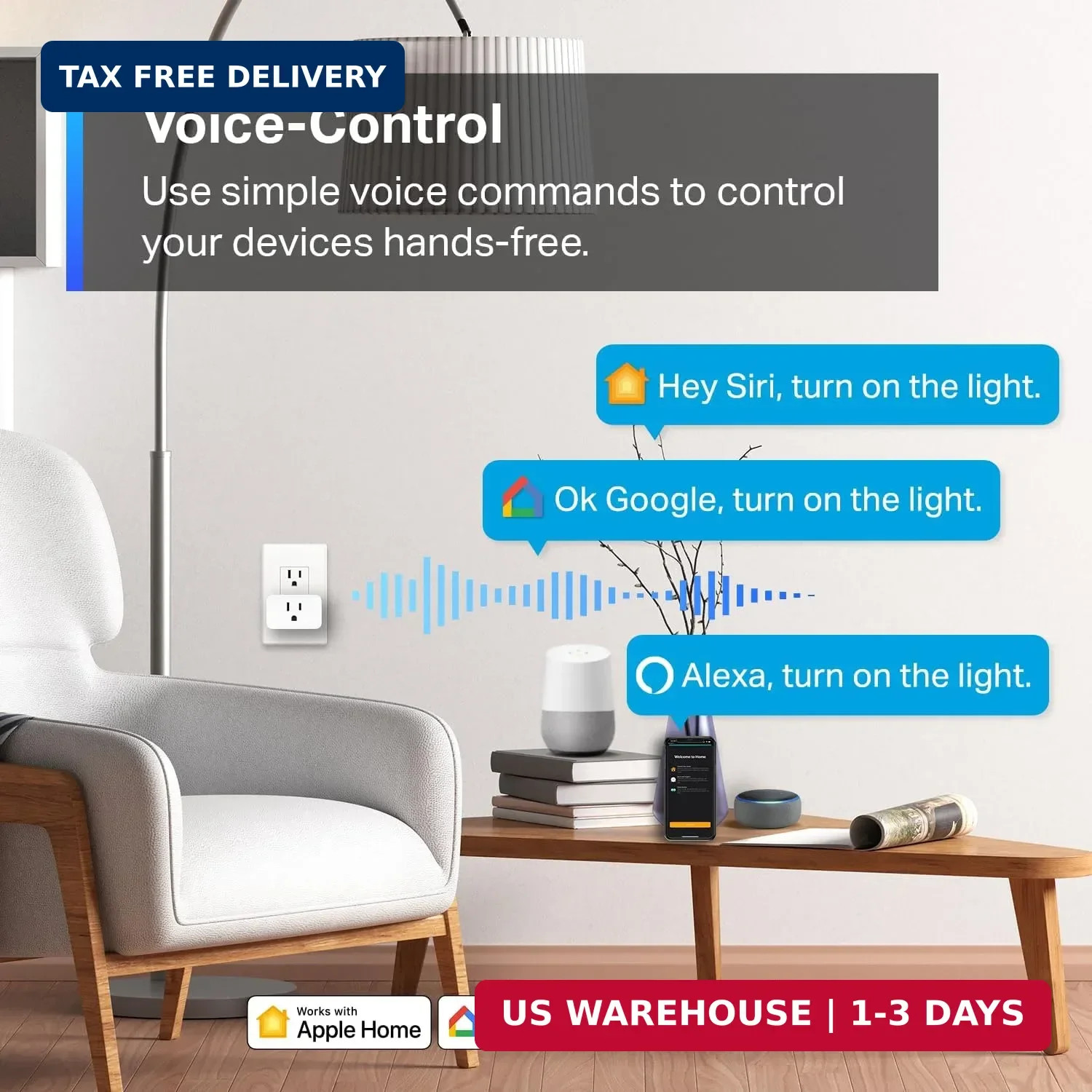 TP-Link Tapo Matter Supported Smart Plug Mini, Compact Design, 15A/1800W Max, Su