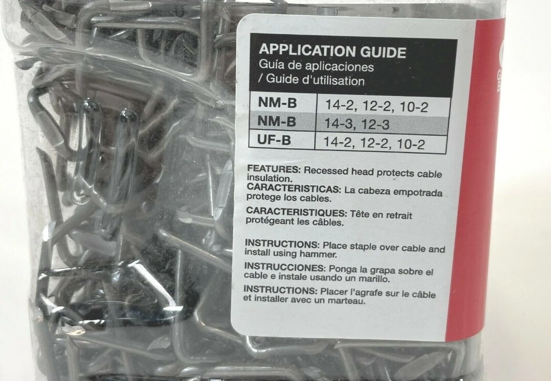 GARDNER BENDER NM Cable Staples WOOD 1/2″ 13mm 1000pcs MS-500J