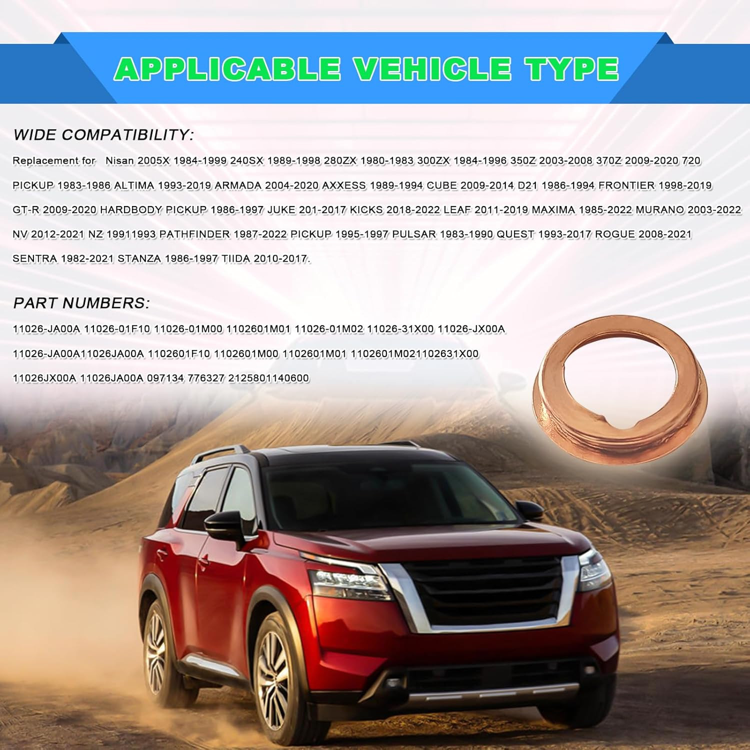 20Pcs Oil Drain Plug Gasket, Copper Crush Washer Compatible with Nissan/Infiniti
