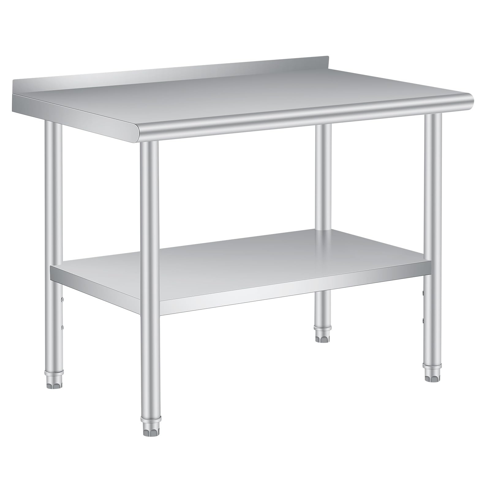 Stainless Steel Work Table w/Backsplash Heavy Duty Commercial Kitchen Prep Table