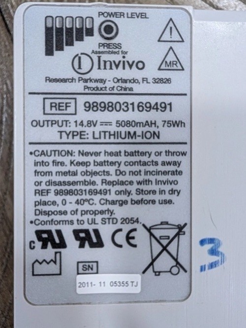 Invivo 989803169491 Lithium Ion Battery For Patient Monitors